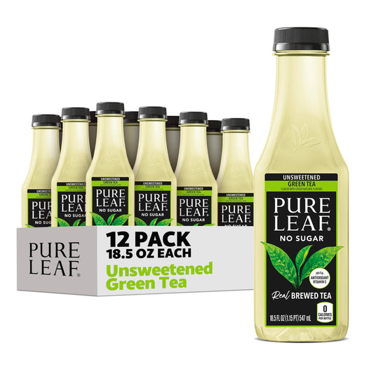 Pure Leaf Iced Tea, Unsweetened Real Brewed Tea, Zero Sugar & Zero Calories, 18.5 Fl Oz (Pack of 12)