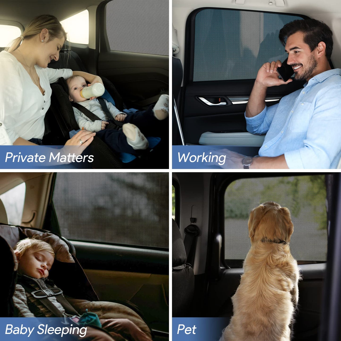 Car Window Shades, 2 Pack Breathable Mesh Side Sun Stretch Screens for Baby/Camping Heat Block UV Protection, Back Covers Car, Truck, SUV, Van-(Large 49"x22")