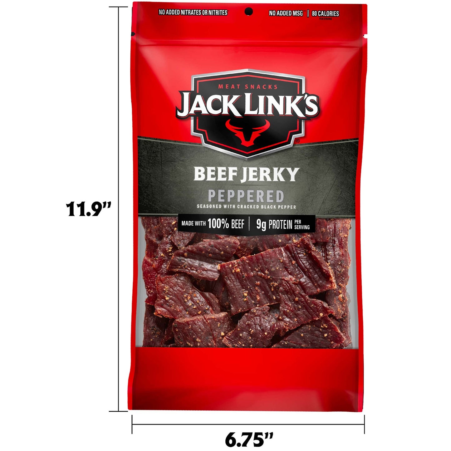 Jack Link's Beef Jerky, Original, Large Jerky Bags - Great Gifts for Dad, Flavorful Meat Snacks, Ready to Eat Protein Snacks with 10g of Protein per Serving, Made with 100% Beef - 9 Oz. (Pack of 2)