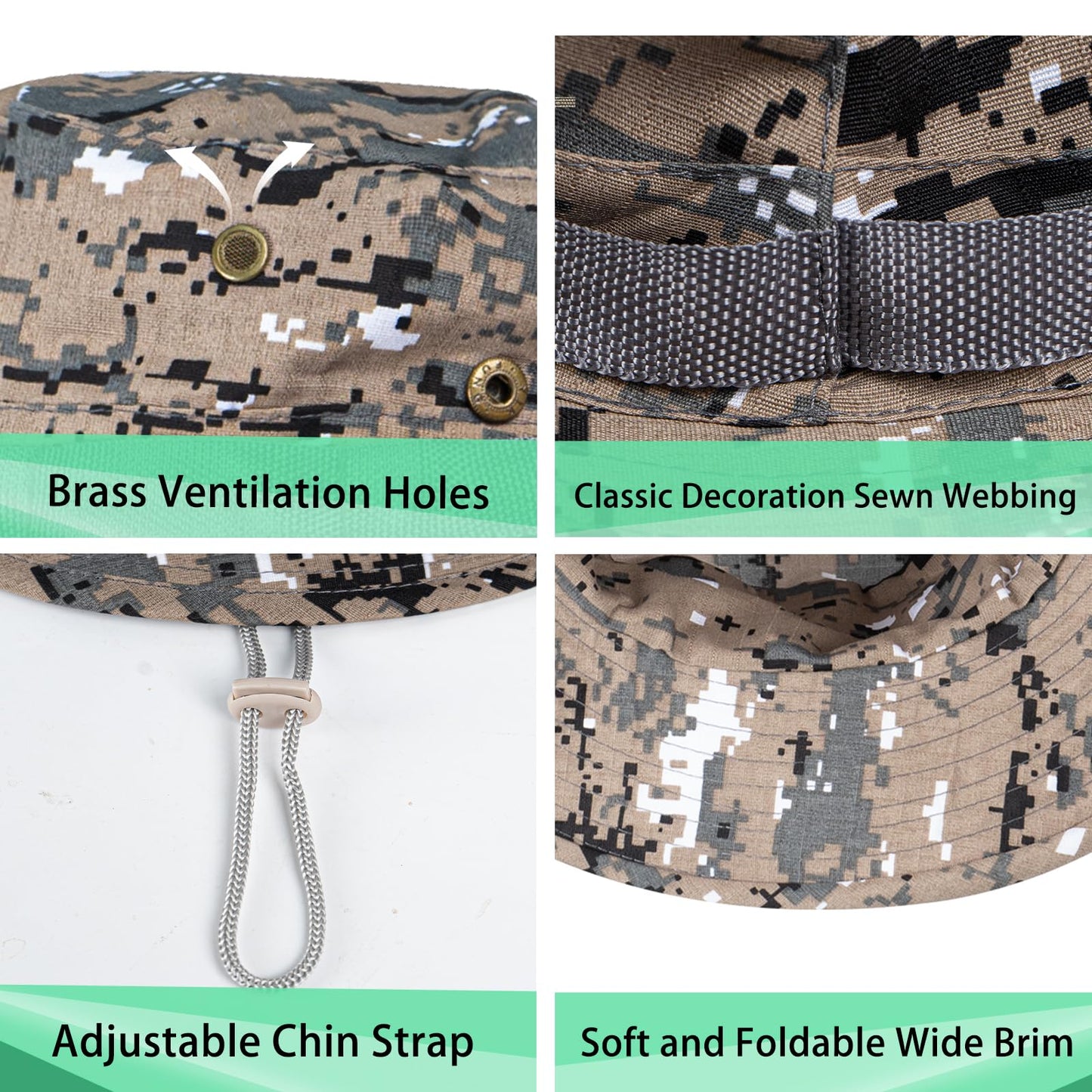 Sun Hats for Men Women Boonie Hat UPF 50+ Bucket Hat Wide Brim UV Protection Fishing Hiking Safari Outdoor Hats