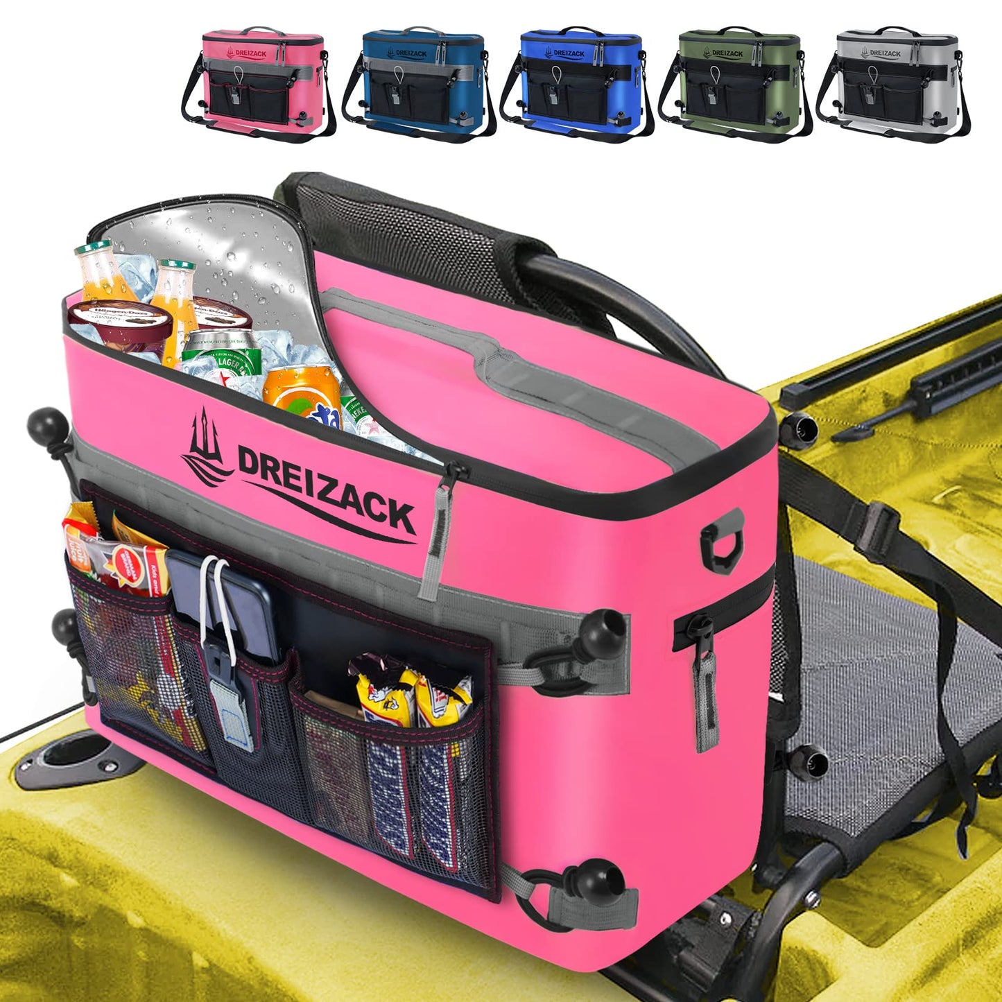 Dreizack Kayak Cooler Behind Seat, Waterproof Cooler for Kayaking,Paddle Board Cooler Compatible with Lawn-Chair Seat Kayak Accessories Cooler Bag Kayak Cooler Tow Behind for Camping Fishing