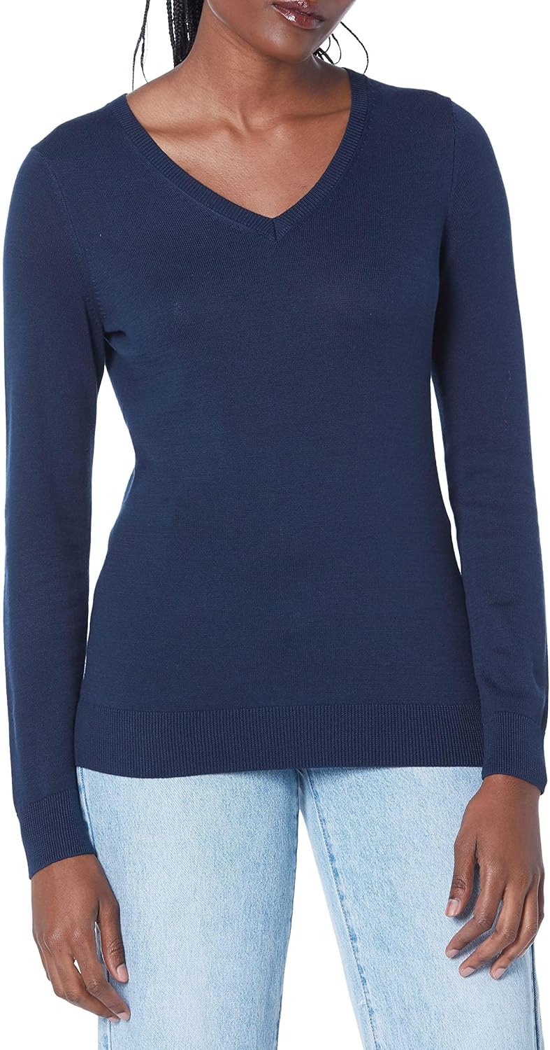 Amazon Essentials Women's Regular-Fit Lightweight Long-Sleeve V-Neck Sweater