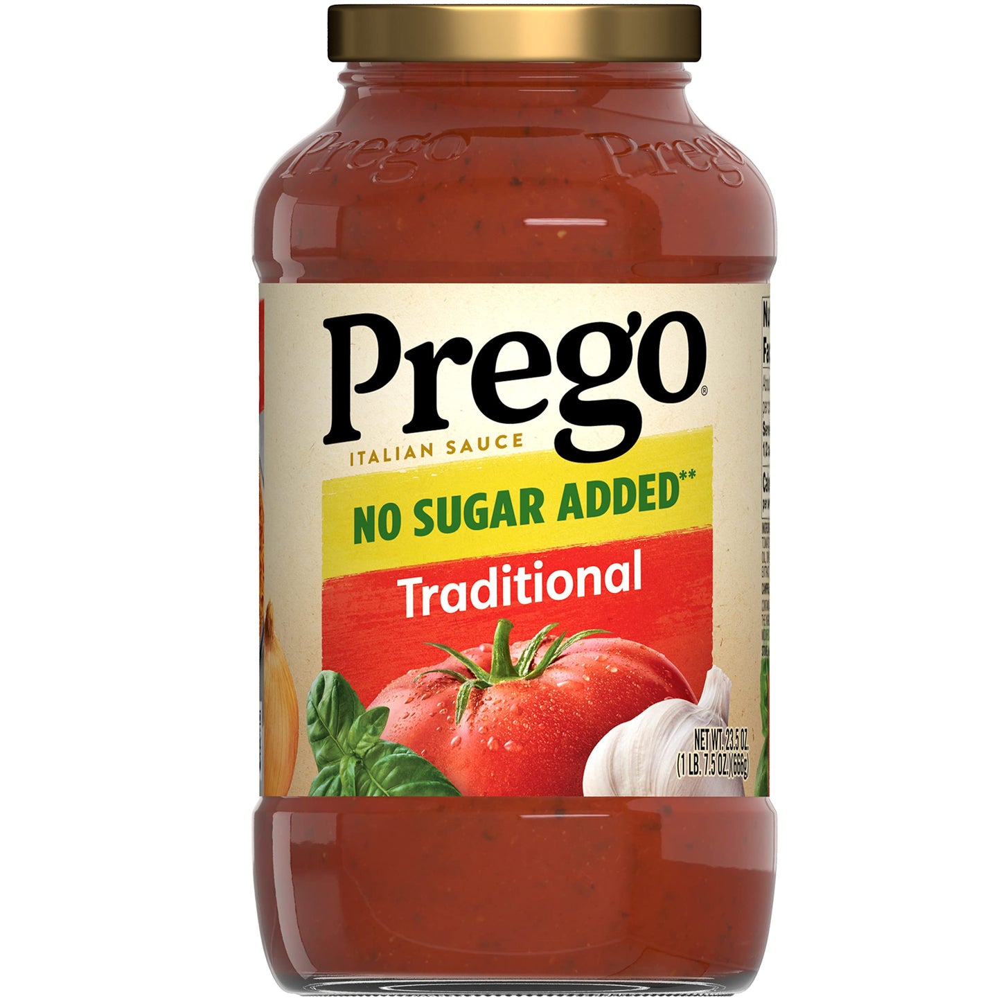 Prego Traditional No Sugar Added Pasta Sauce, 23.5 Oz Jar (Case of 6)
