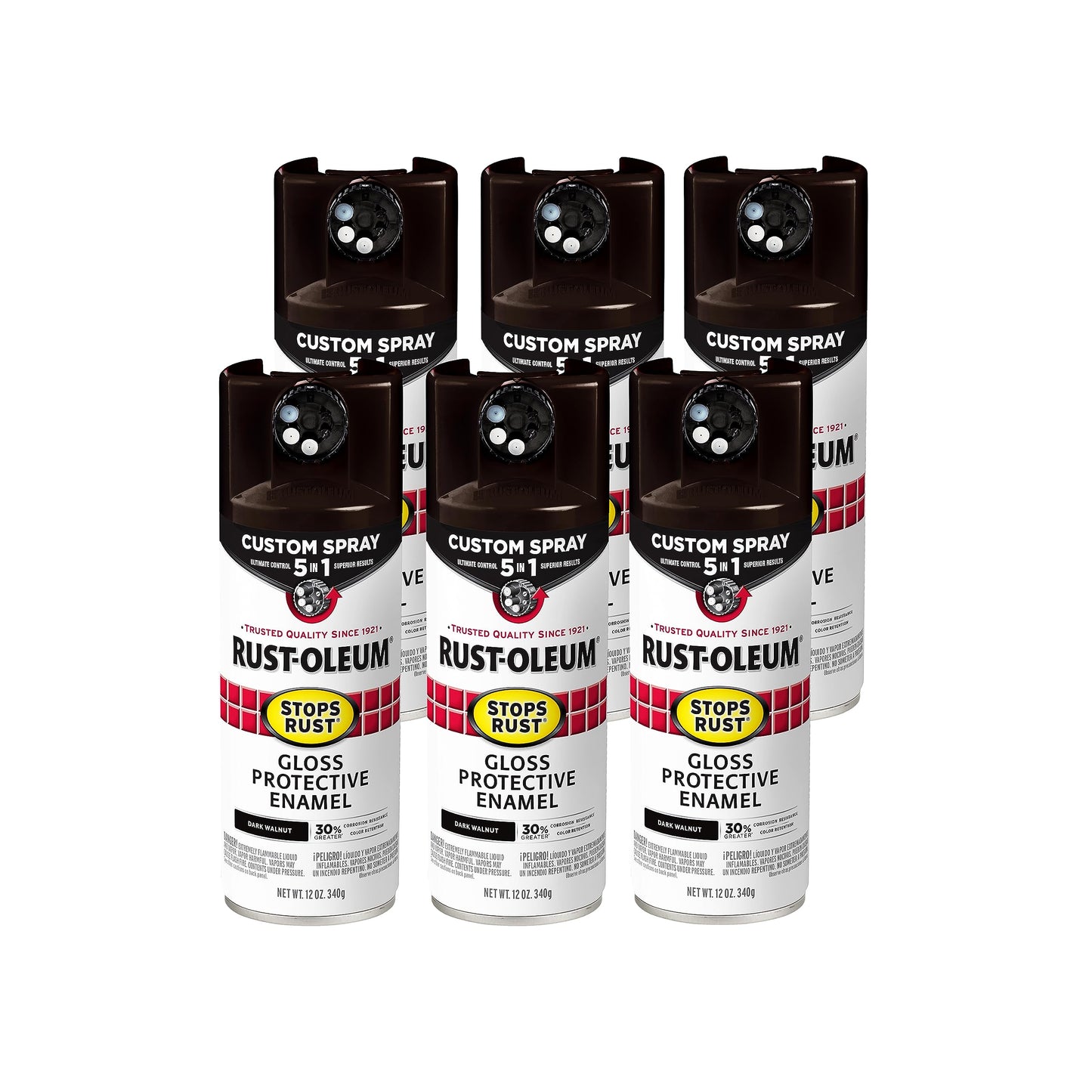 Rust-Oleum 376892 Stops Rust Custom Spray 5-in-1 Spray Paint, 12 oz, Gloss Leather Brown