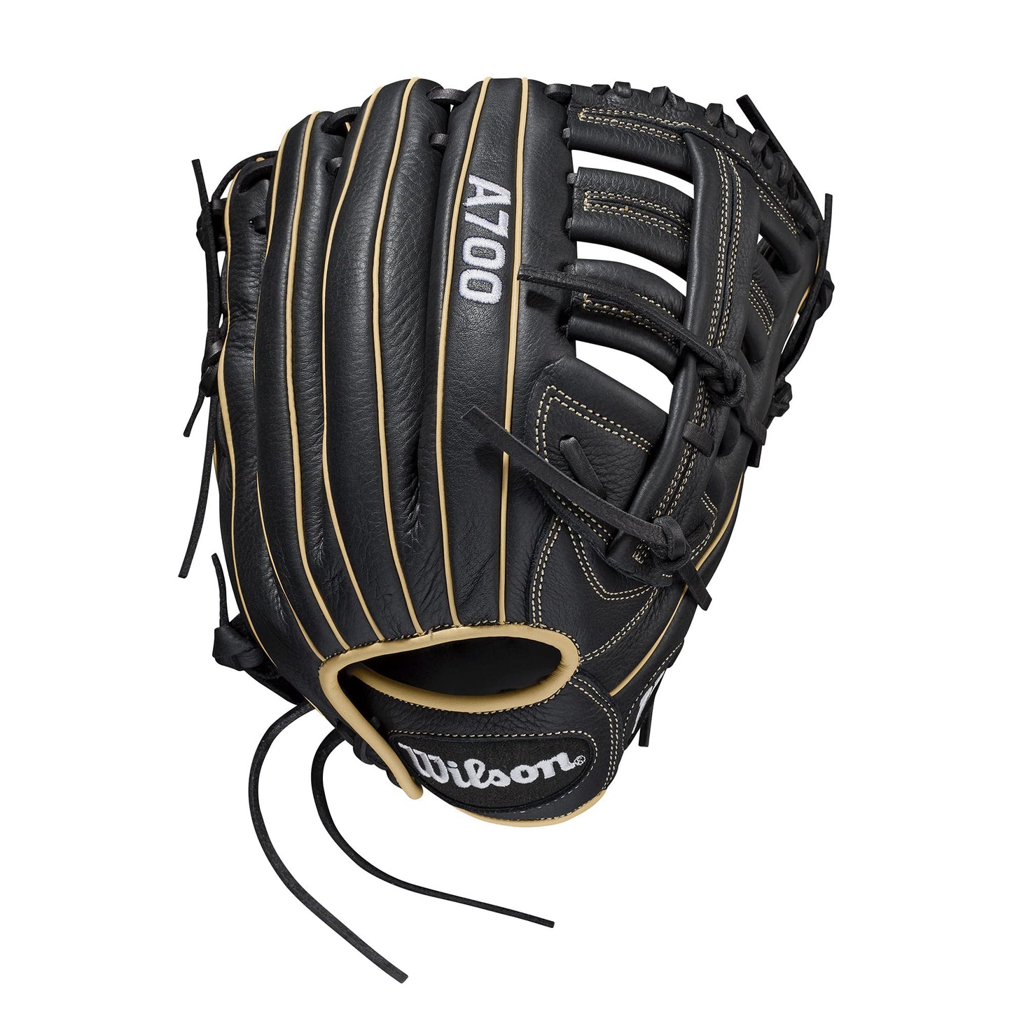 Wilson 2022 A700 12.5" Outfield Baseball Glove - Black/Blonde/White, Right Hand Throw