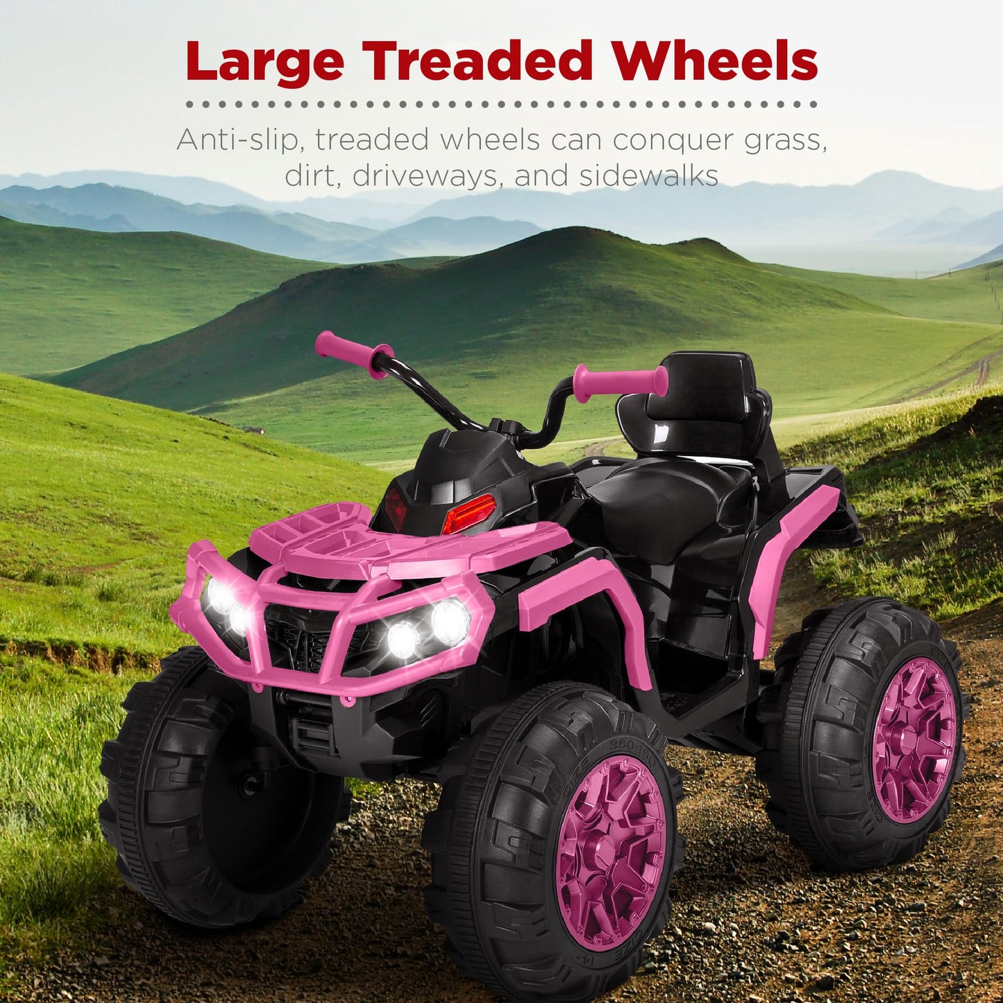 Best Choice Products 12V Kids Ride-On Electric ATV, 4-Wheeler Quad Car Toy w/Bluetooth Audio, 3.7mph Max Speed, Treaded Tires, LED Headlights, Radio - Black