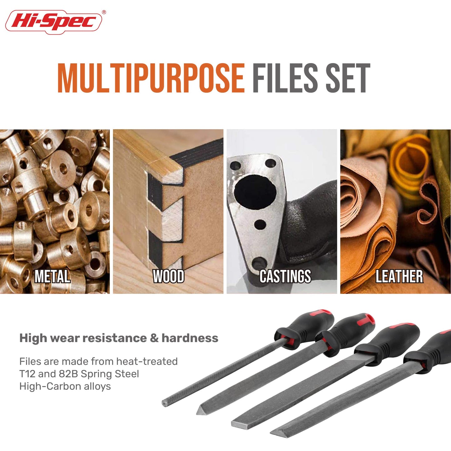 Hi-Spec 17 Piece Metal Hand & Needle File Tool Kit Set. Large & Small Mini T12 Carbon Steel Flat, Half-Round, Round & Triangle Files. Complete in a Zipper Case with a Brush