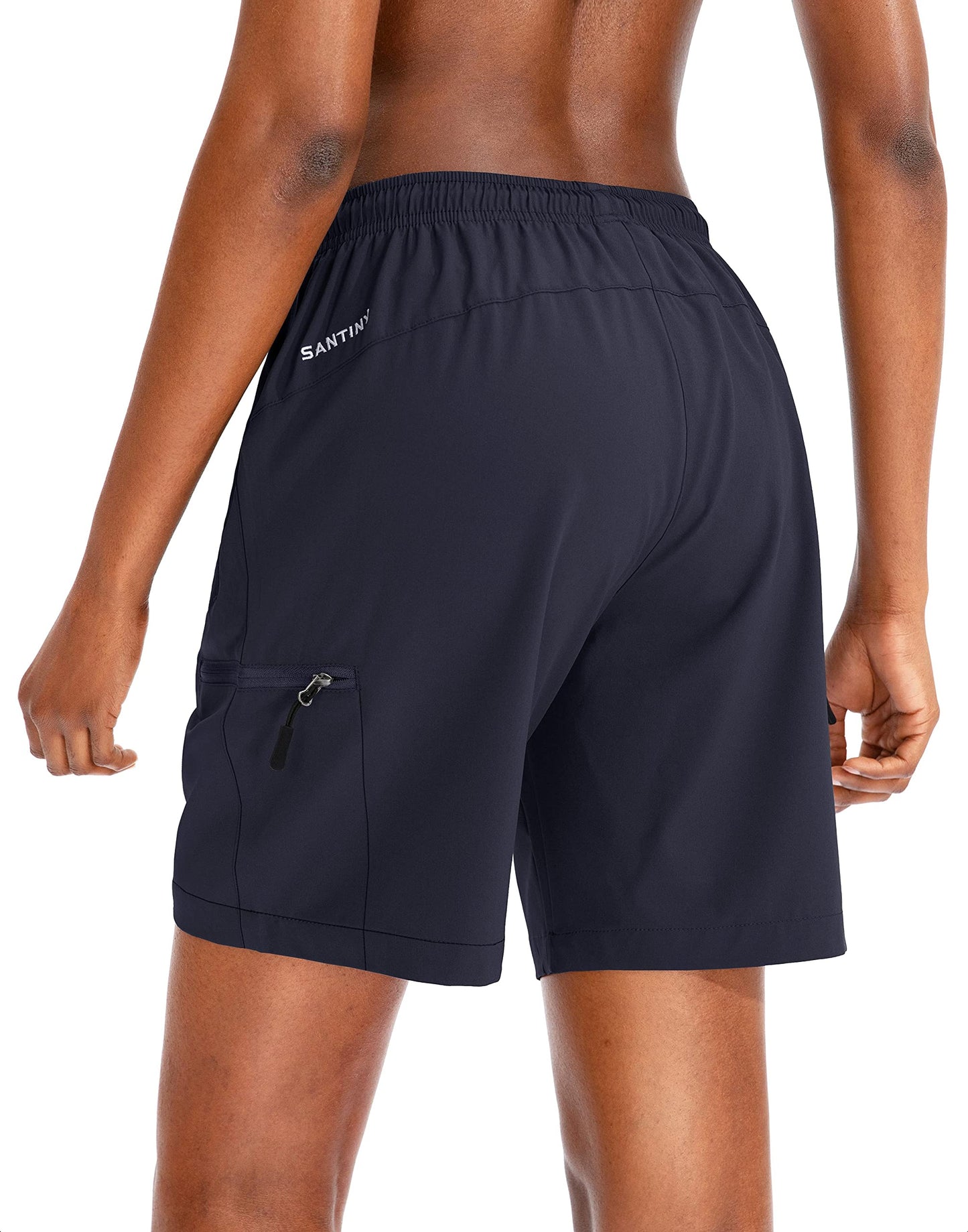 SANTINY Women's 5''/ 7''/9'' Hiking Cargo Shorts Quick Dry Lightweight Summer Shorts for Women Athletic Golf Zipper Pockets(Navy_XL)