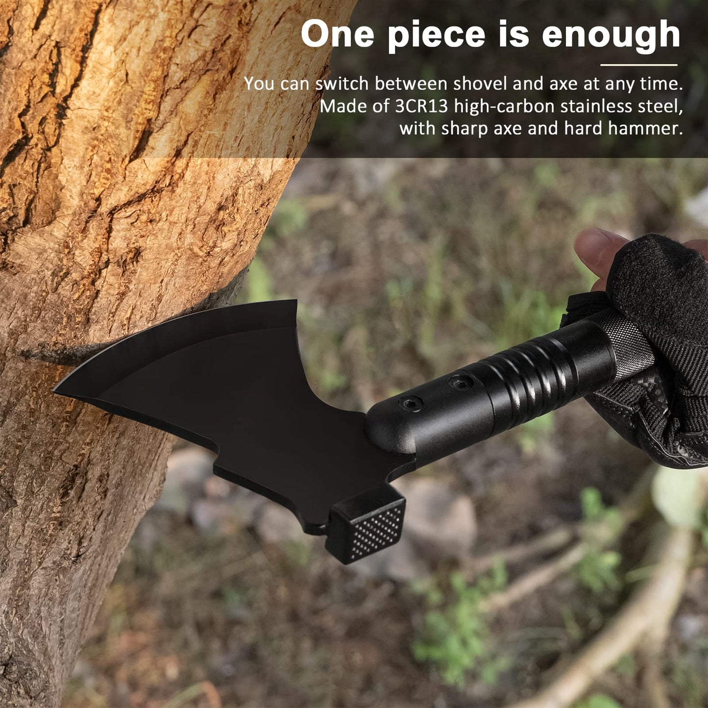 Survival Shovel High Carbon Steel Tactical Shovel Axe Folding Entrenching Tool Camping Hiking Shovel Carrying Pouch Car Emergency Survival Gear