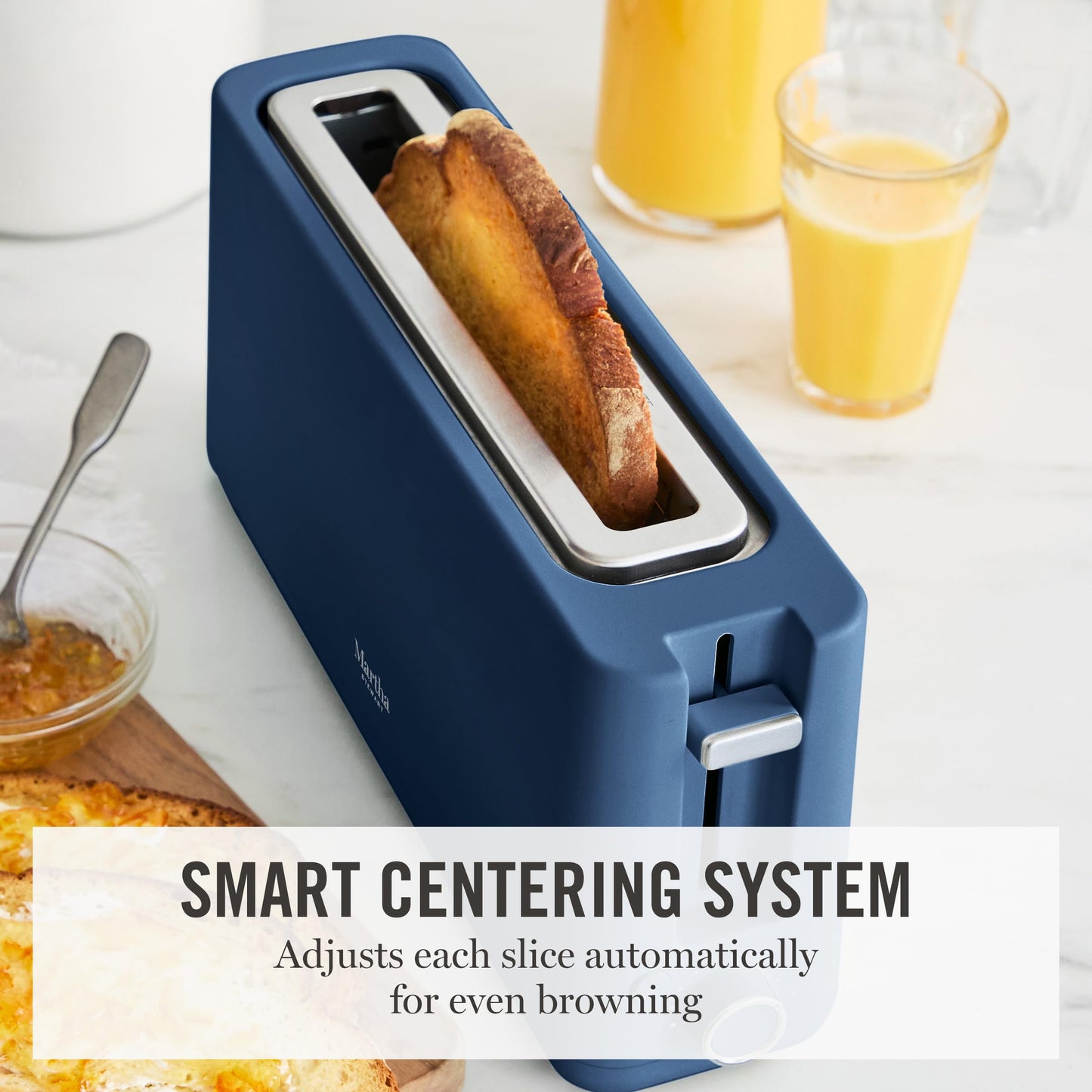Martha Stewart 2 Slice Long Slot Toaster, Extra Wide for Sourdough & Bagels, 10 Setting Shade Control, Removable Crumb Tray, Self-Centering Design, Defrost/Reheat, Cancel, Slim Space-Saving, Honeydew