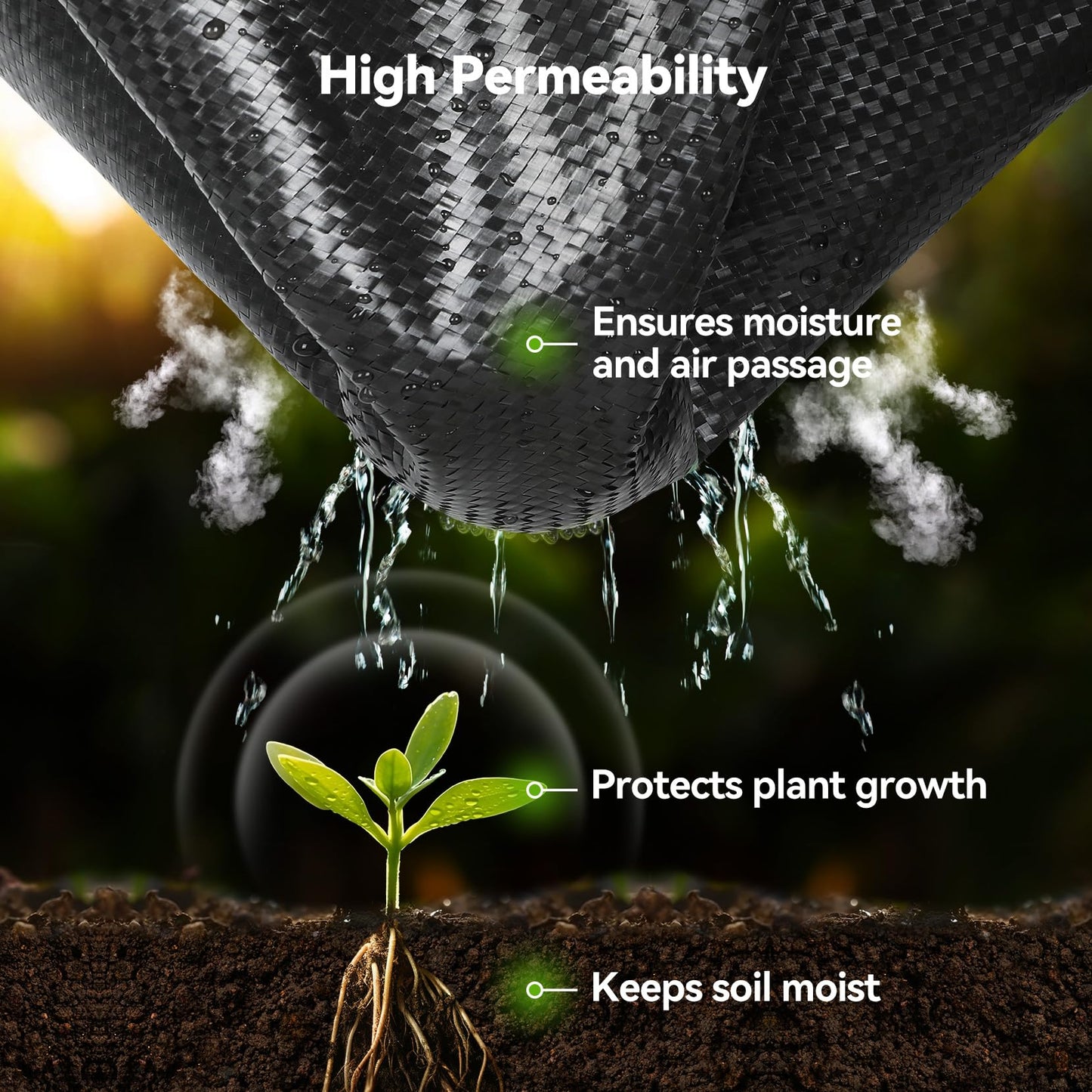 iropro 3ftx300ft Weed Barrier Landscape 3.2oz Fabric Heavy Duty, Woven Weed Control Cloth, Woven Geotextile Fabric for Underlayment, Gardening Ground, Commercial Driveway Weed Block Cover Mat