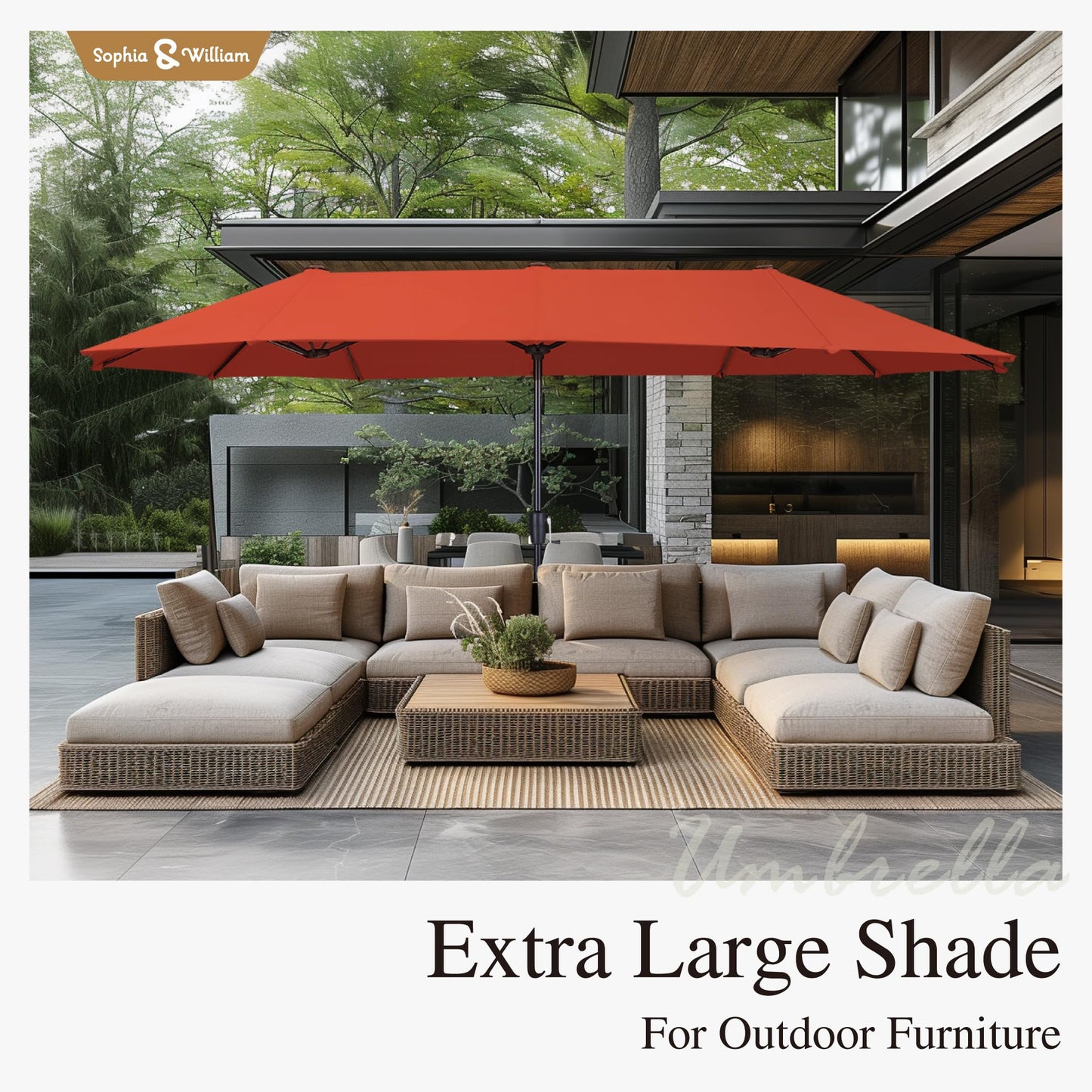 Sophia & William Patio Set with Umbrella 8 Pieces Outdoor Dining Set for 6 with 13ft Double-Sided Patio Umbrella Beige, 6 x Swivel Patio Chairs, 1 Metal Table for Lawn Garden