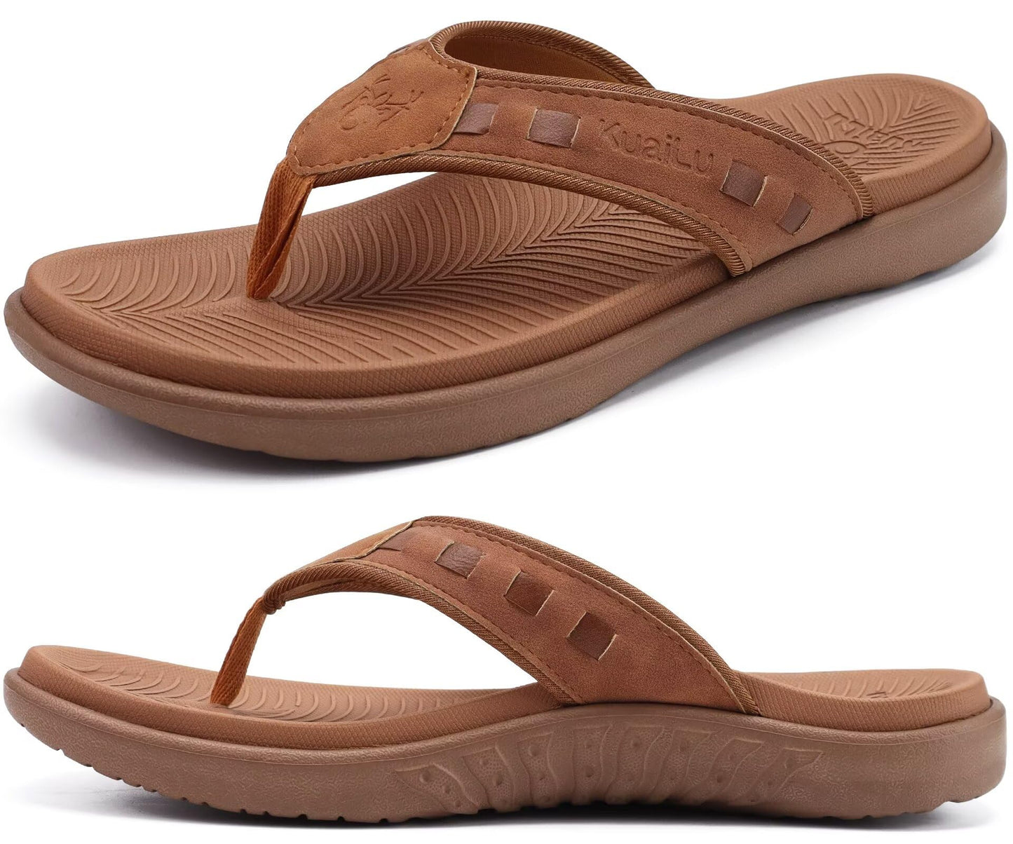KuaiLu Mens Sport Flip Flops Comfort Orthotic Thong Sandals with Plantar Fasciitis Arch Support Outdoor Summer Beach Size 7~15