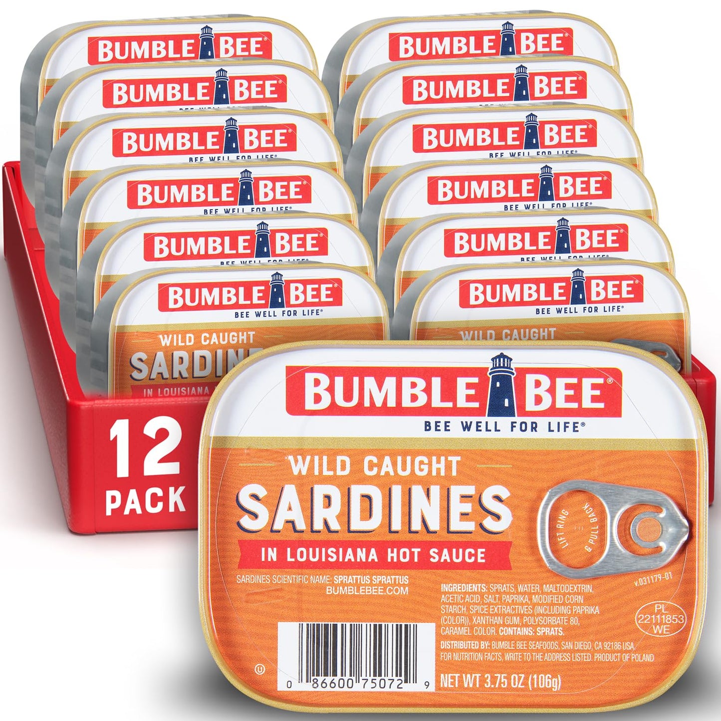 Bumble Bee Sardines in Mustard Sauce, 3.75 oz Tin - Wild Caught, Gluten Free, Keto, Kosher