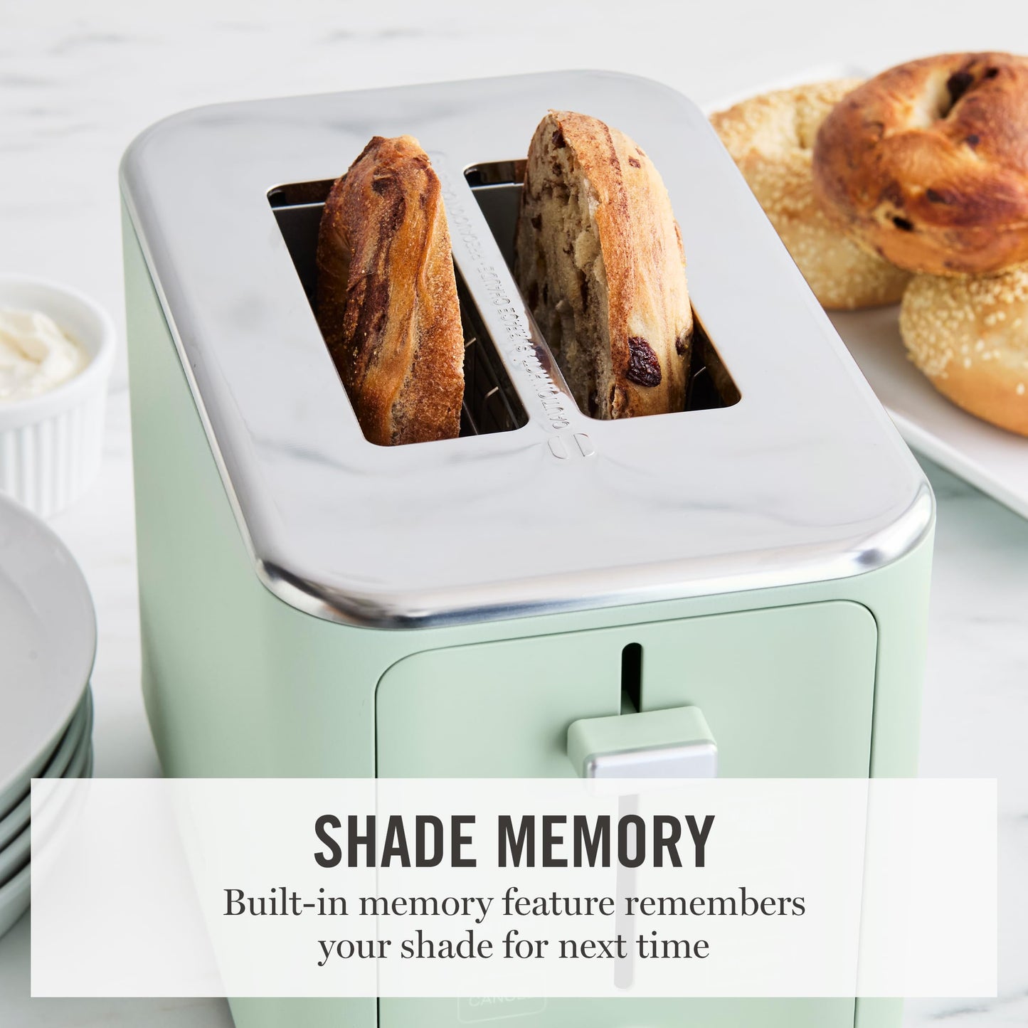 Martha Stewart 4 Slice Toaster, 10 Shade Settings with Defrost, Cancel, Bagel & Gluten-Free, Extra-Wide Self-Centering Slots for Waffles, Artisan Bread, Removable Crumb Tray, Cord Wrap,1800W, Honeydew