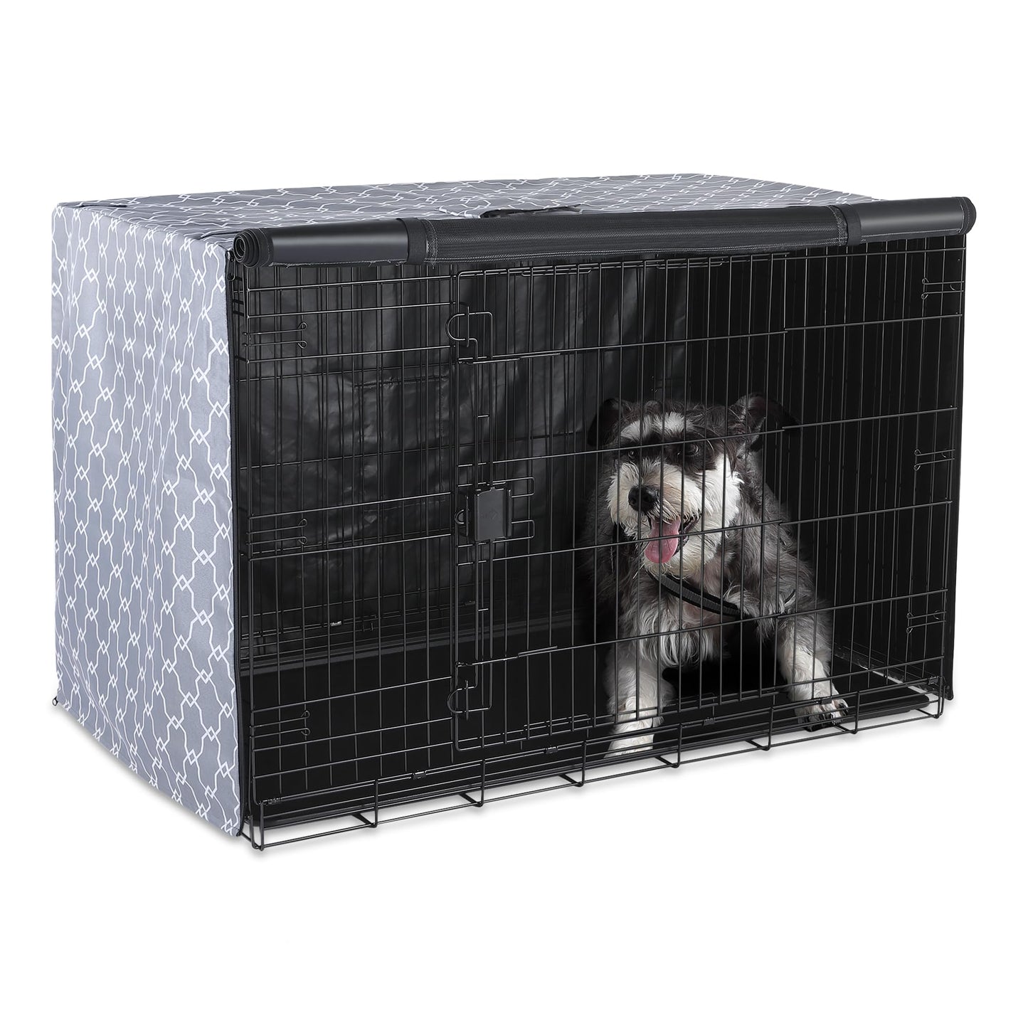 Amazon Basics Dog Cage Cover for 48-inch Wire Crates, Heavy-Duty with Zippered Panels, Recycled Polyester