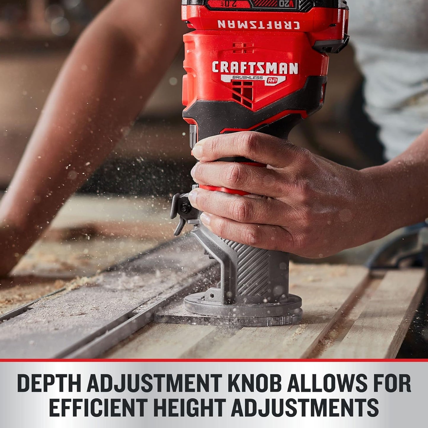 CRAFTSMAN V20 Router Tool, Cordless, Variable Speed, Fixed Base Router with Depth Adjustment, Bare Tool Only (CMCW400B)