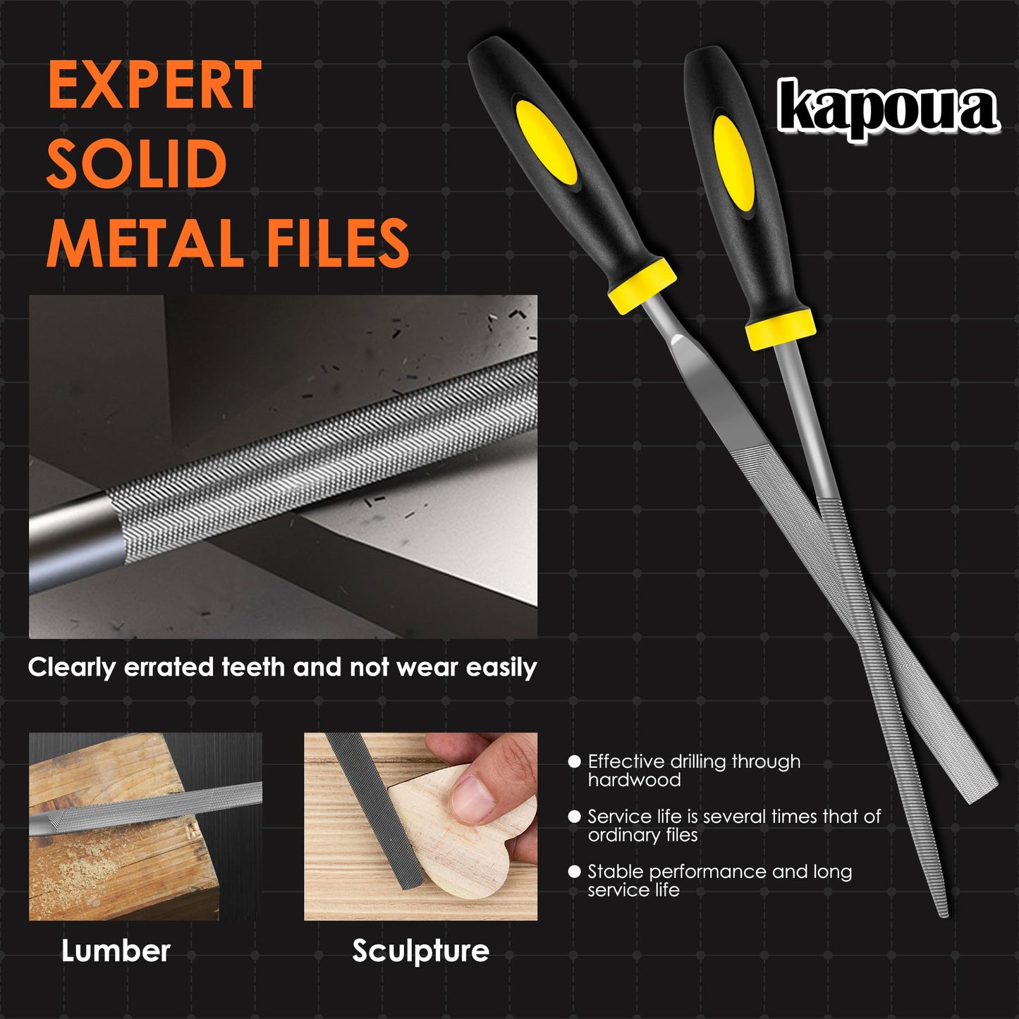 6-Piece Metal Needle File Set - Hardened Alloy Steel Includes Flat, Warding, Square, Triangular, Round, and Half-Round Files