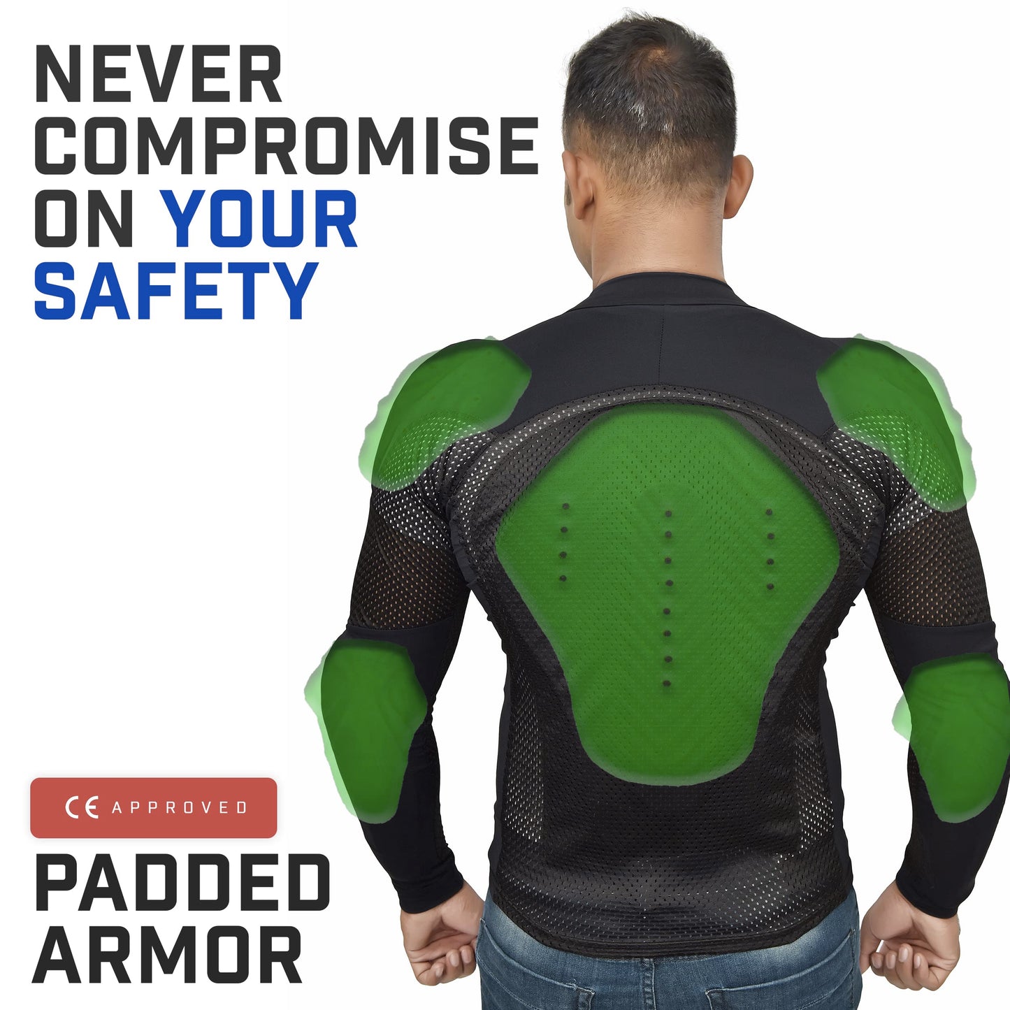 WICKED STOCK Mesh Armored Motorcycle Shirt - CE Level 2 Unisex Motorcycle Protective Shirt for Summer with Removable Padding
