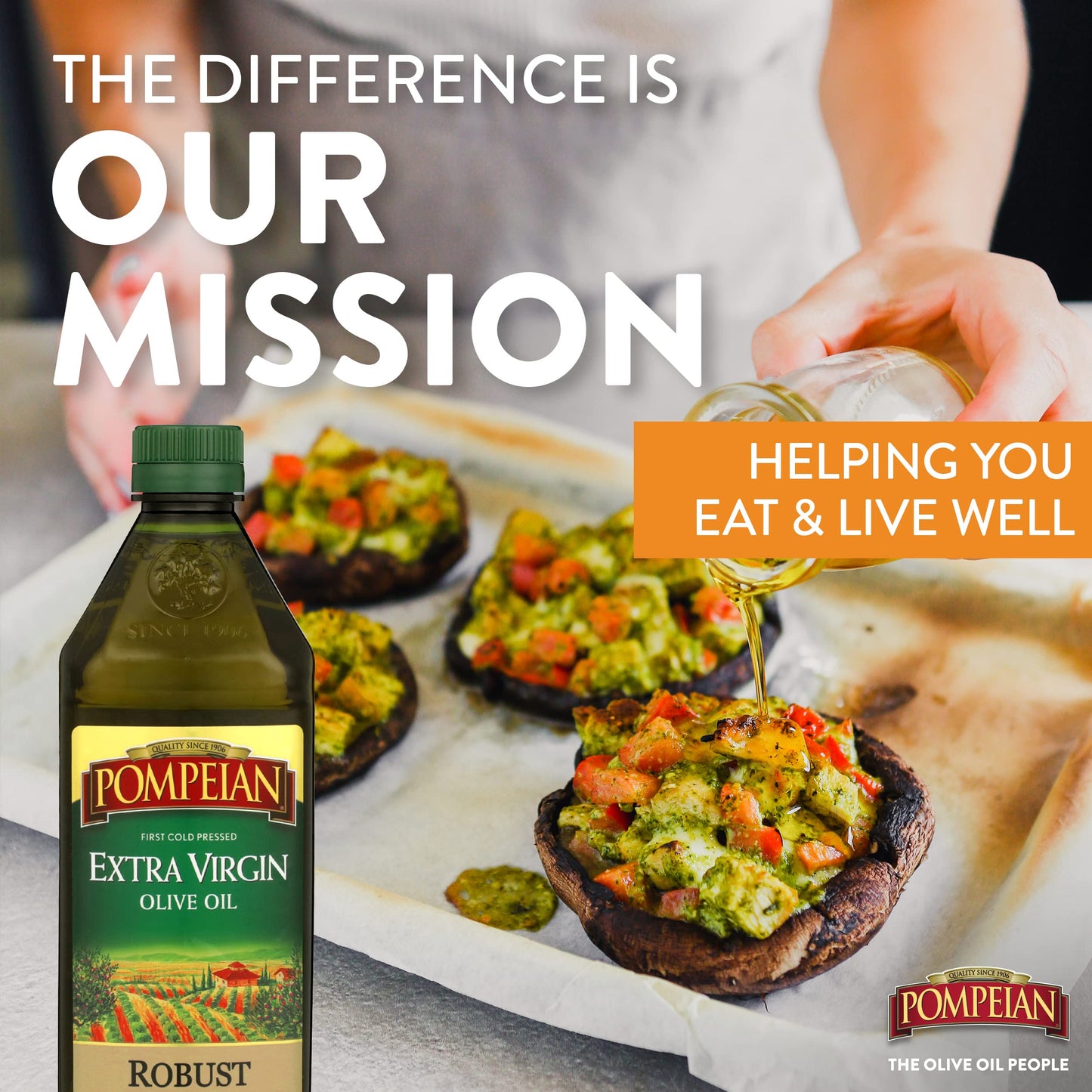Pompeian Robust Extra Virgin Olive Oil, Contains Polyphenols, First Cold Pressed, 68 Fl Oz