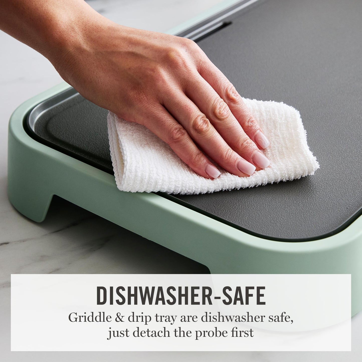 Martha Stewart 12” x 22” Electric Griddle, XL Ceramic Nonstick Flat Top Cooking Surface, Adjustable Temperature Dial, Drip Tray, Dishwasher Safe, 1500W Fast Even Heating, Pancakes & Eggs, Linen White
