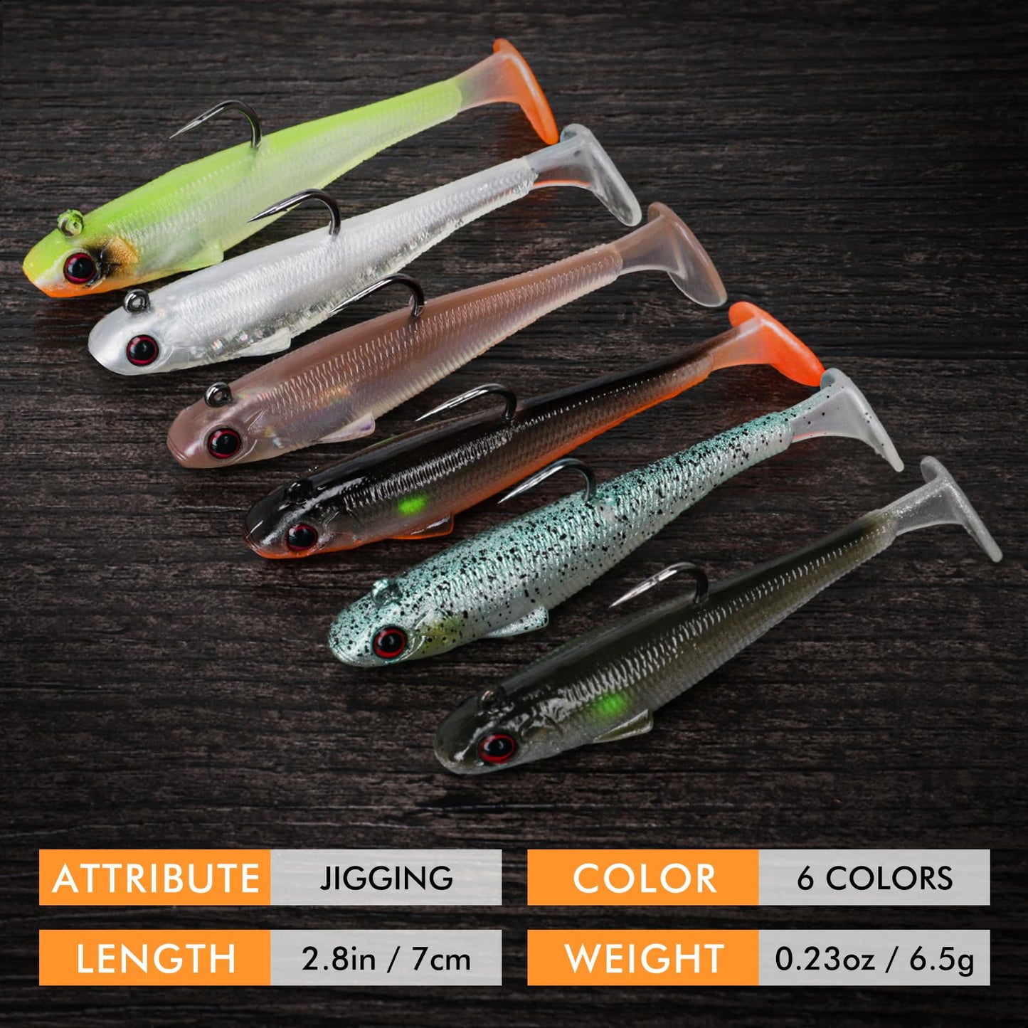 TRUSCEND Easy Catch Pre-Rigged Soft Lures, Vibrating Swim Action, Trembly Sinking Move, Amazing Soft Swimbait for Family Fishing, Well-Made Fishing Lures for Bass Trout Crappie Walleye Pike Redfish