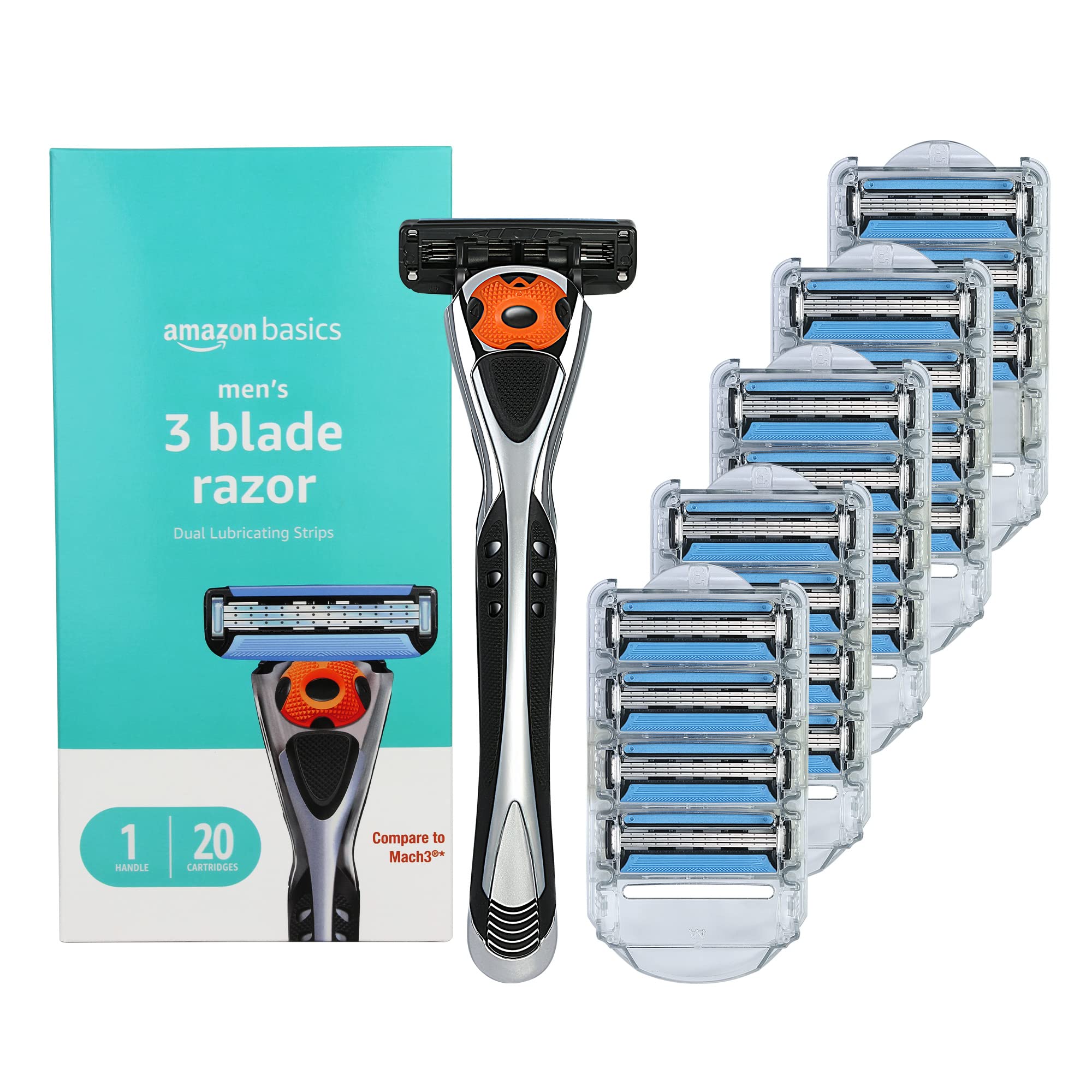 Spherical Razor Amazon Basics 3-Blade Motion Sphere Razor for Men with Dual Lubricatio ...