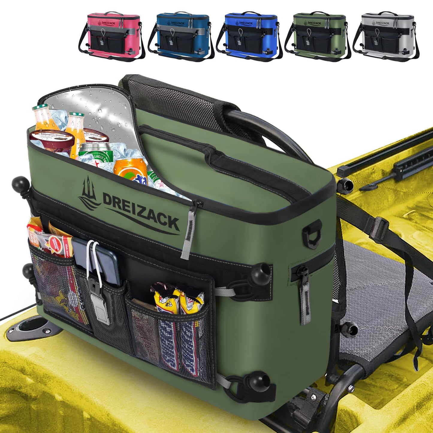 Dreizack Kayak Cooler Behind Seat, Waterproof Cooler for Kayaking,Paddle Board Cooler Compatible with Lawn-Chair Seat Kayak Accessories Cooler Bag Kayak Cooler Tow Behind for Camping Fishing