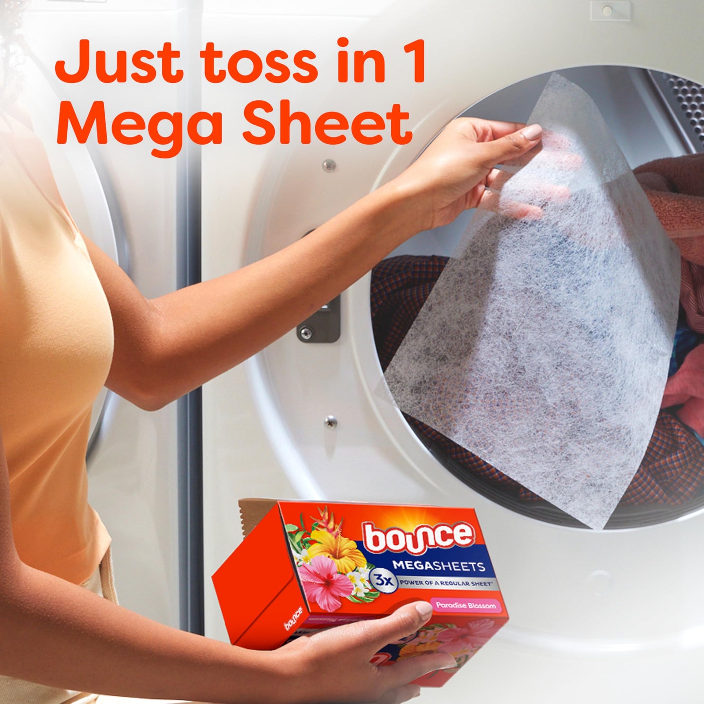 Bounce Mega Dryer Sheets, Paradise Blossom, 180 Count, Bounce Dryer Sheets