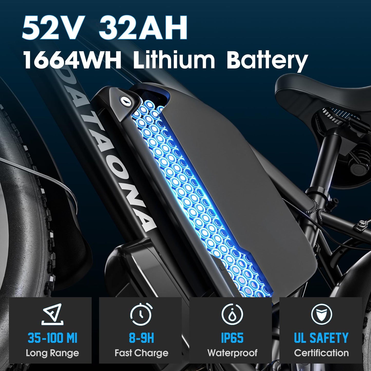 Peak 3000W/5000W Dual Motor Ebike for Adults, 52V 23Ah/32Ah Battery, 37-45MPH Max Speed Up to 80-100 Miles Range, 7/21 Speed 24"/26" Fat Tire with Hydraulic Brake UL Certificated Electric Bike Bicycle