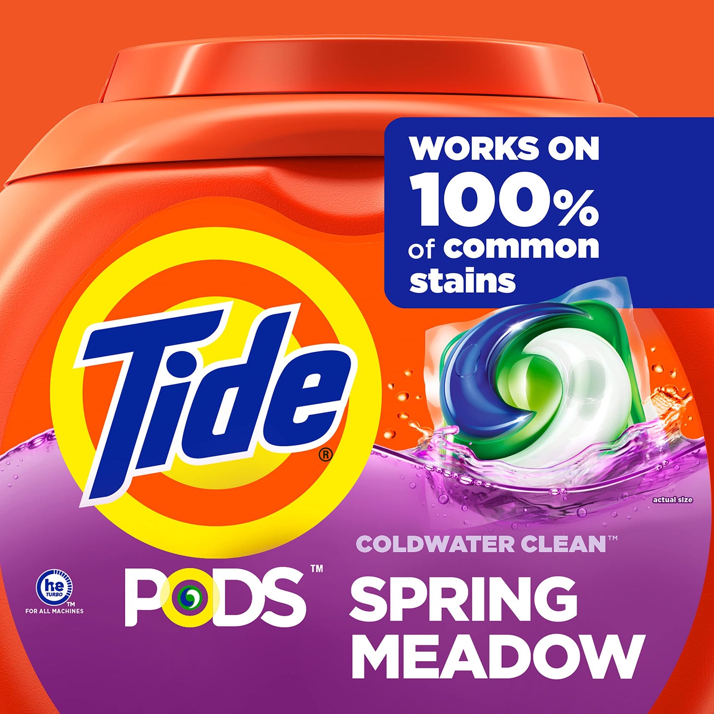 Tide PODS Liquid Laundry Detergent Soap Pacs, HE Compatible, Powerful 3-in-1 Clean in one Step, Built in Stain Removers, Spring Meadow Scent, 76 Count