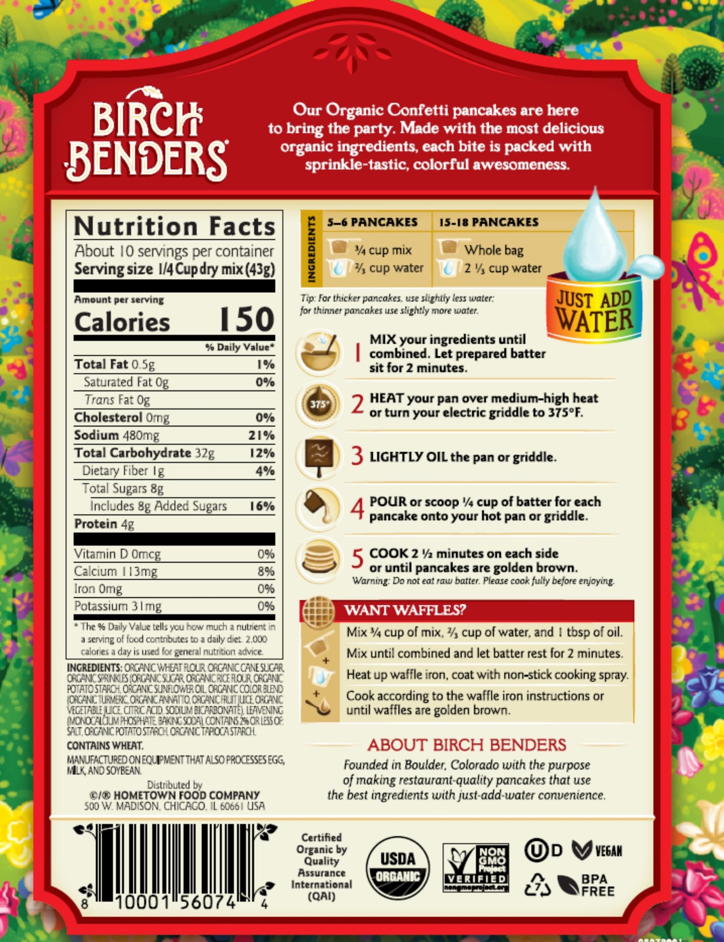 Organic Pancake and Waffle Mix, Classic Recipe by Birch Benders, Whole Grain, Non-GMO, Just Add Water, 16oz (Packaging may vary)