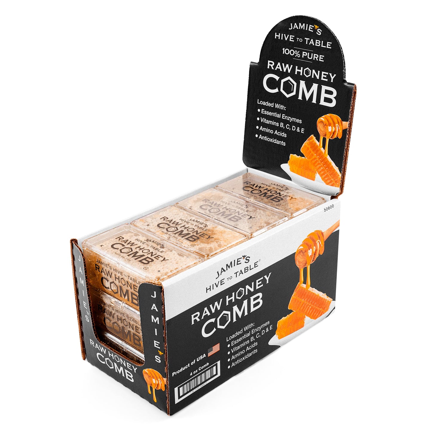 Jamie's Hive To Table 100% Raw Honeycomb, 12 Oz – All-Natural Pure Georgia Honeycomb, No Additives or Preservatives, Non-GMO