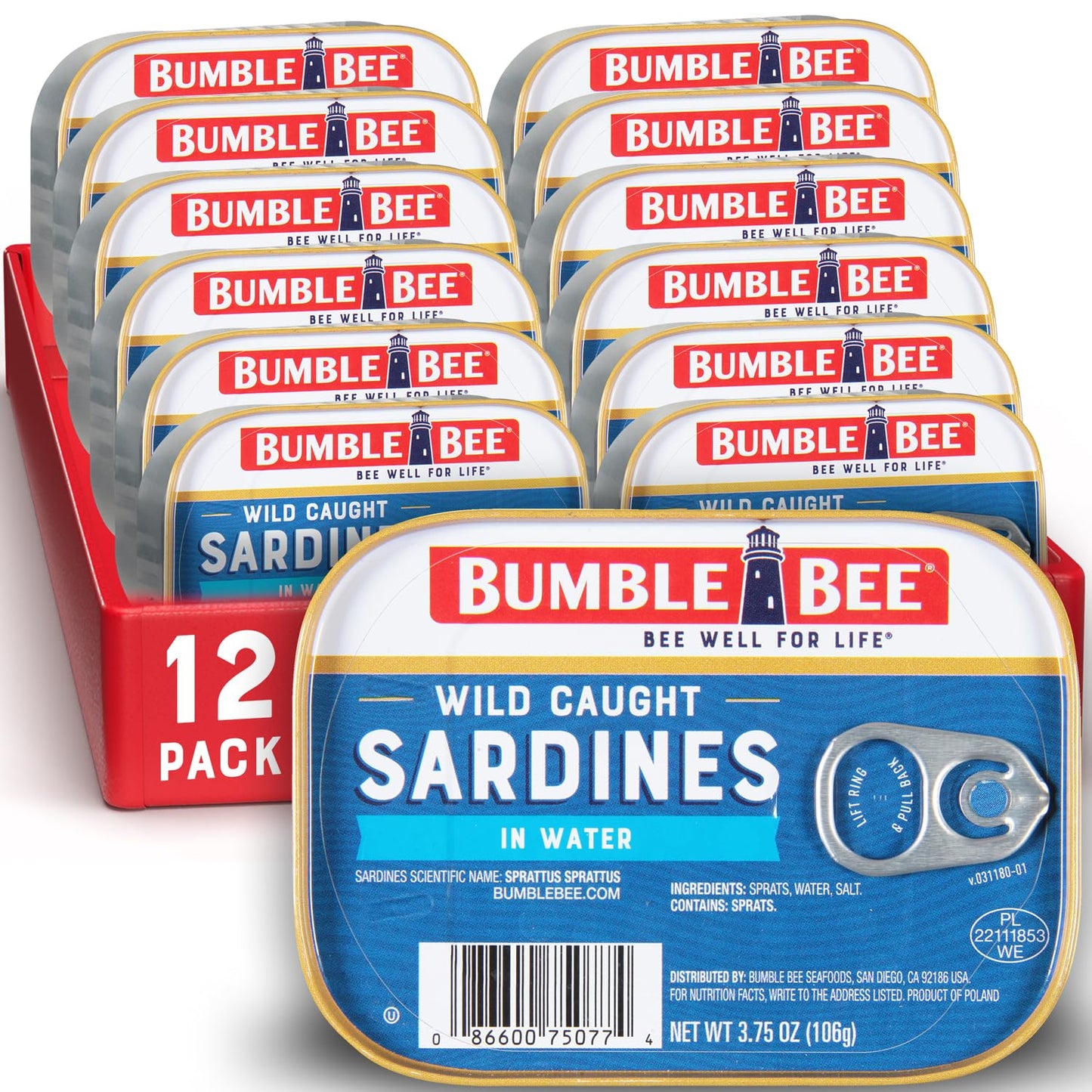 Bumble Bee Sardines in Mustard Sauce, 3.75 oz Tin - Wild Caught, Gluten Free, Keto, Kosher