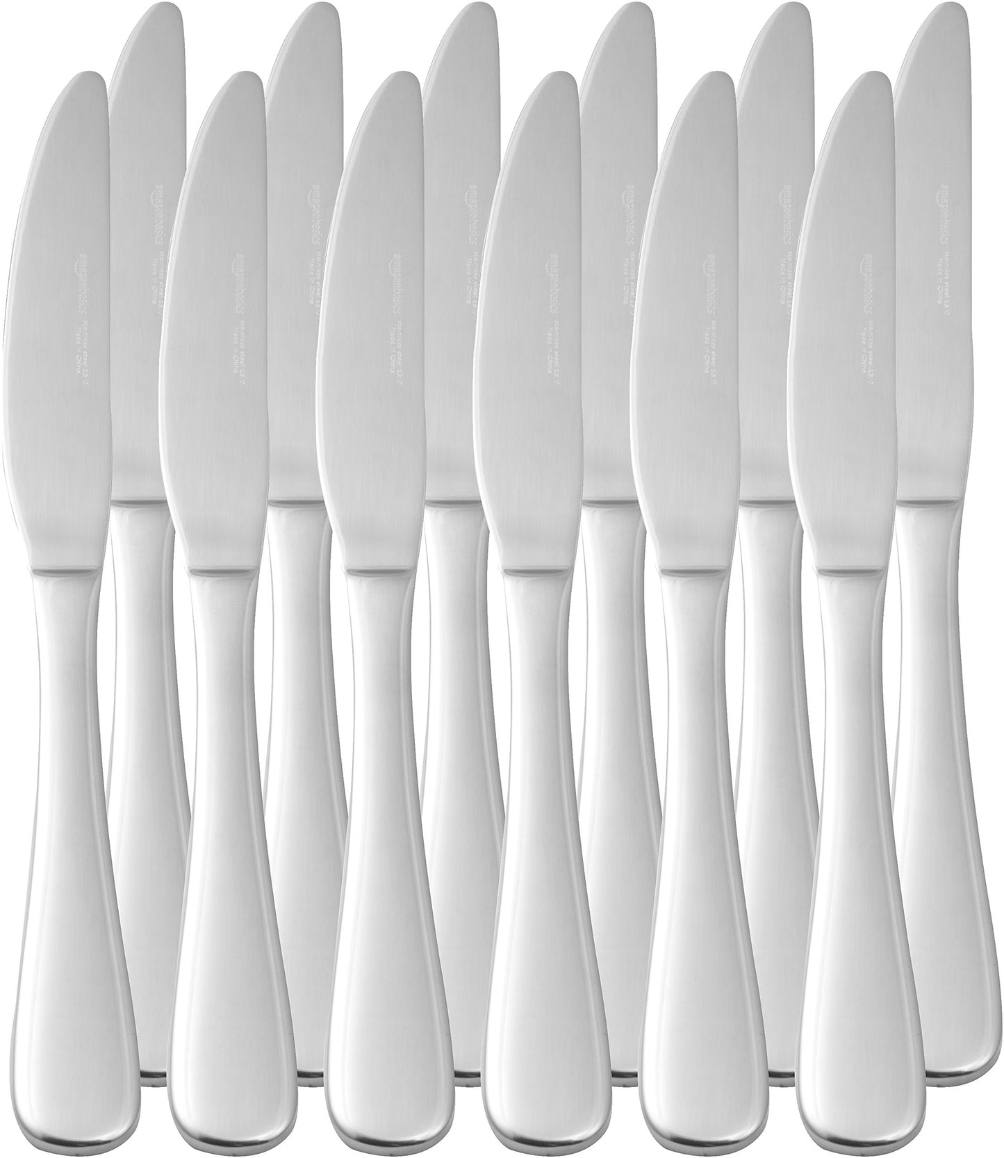 Amazon Basics Stainless Steel Dinner Knives with Round Edge, 10 Pack of 12, Silver, 120 count total