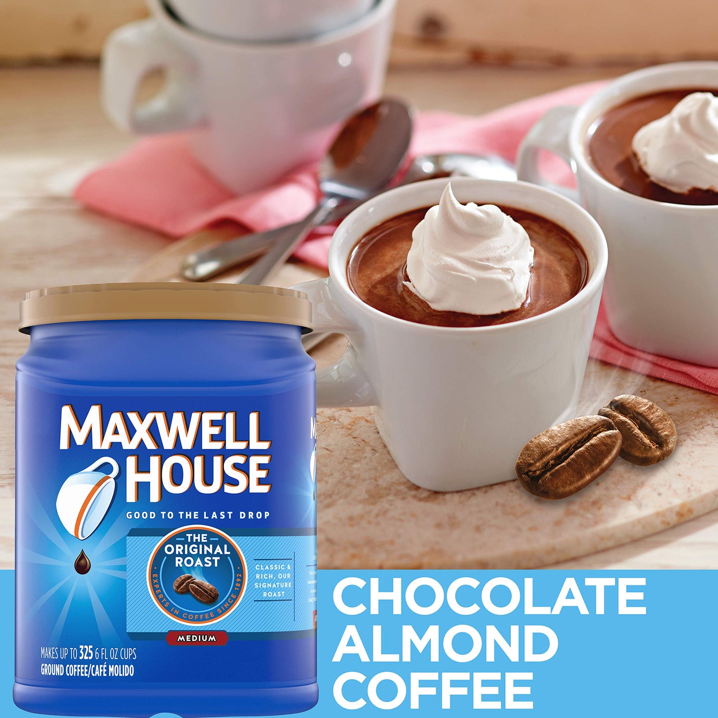 Maxwell House Breakfast Blend Mild Roast Ground Coffee, 38.8 oz Canister