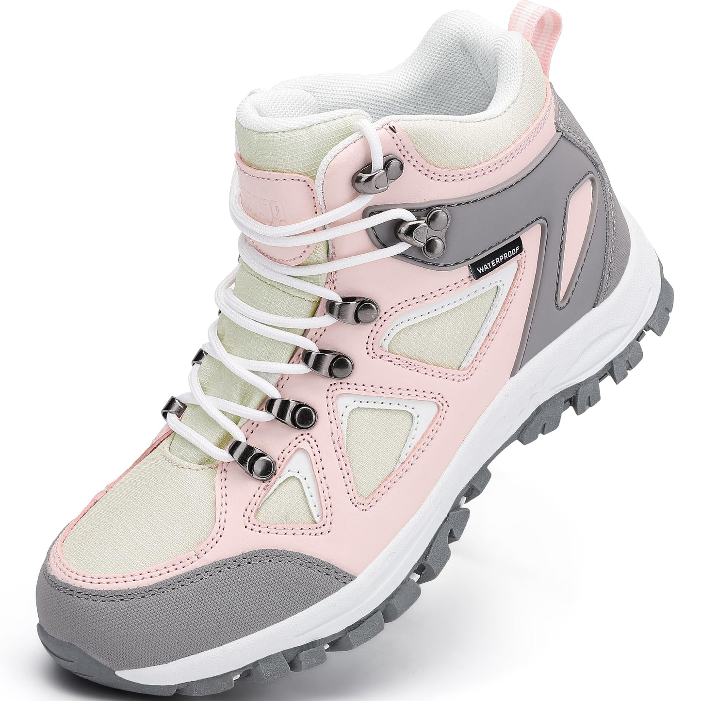 R CORD Kids Hiking Boots Waterproof Durable TPR Traction Outsole Anti-Skid Athletic Lace Up Hiking Shoes for Outdoor Adventure