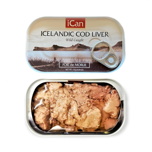 Icelandic Cod Liver Wild Caught (Foie de Morue) 4oz. (PACK OF 12 CANS)