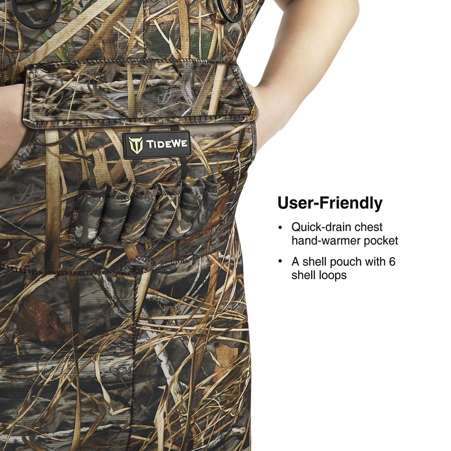 TIDEWE Hunting Waders with Boot Hanger & 600G Insulation, Waterproof Cleated Neoprene Bootfoot Fishing Chest Waders