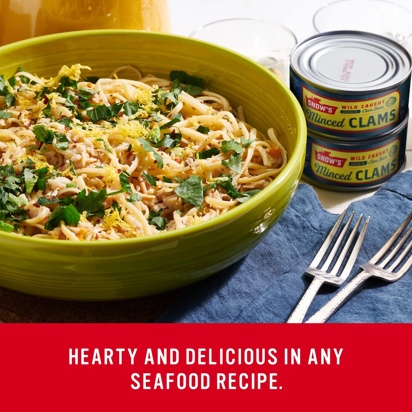 Snow's Ocean Chopped Clams Canned, 51 oz Can - 7g Protein per Serving - Gluten Free, No MSG, 99% Fat Free - Great for Pasta & Seafood Recipes