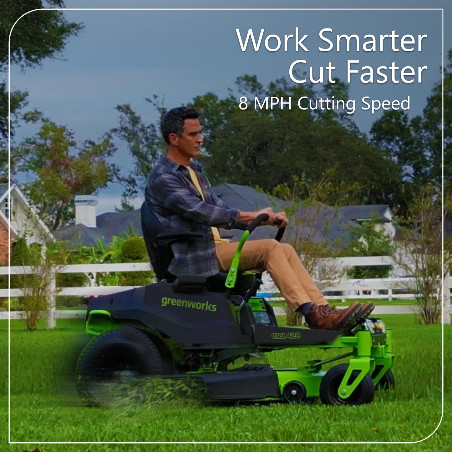 Greenworks 80V 42" CROSSOVERZ Zero Turn Lawn Mower, (4) 5.0Ah Batteries and (600W) Plug in Charger