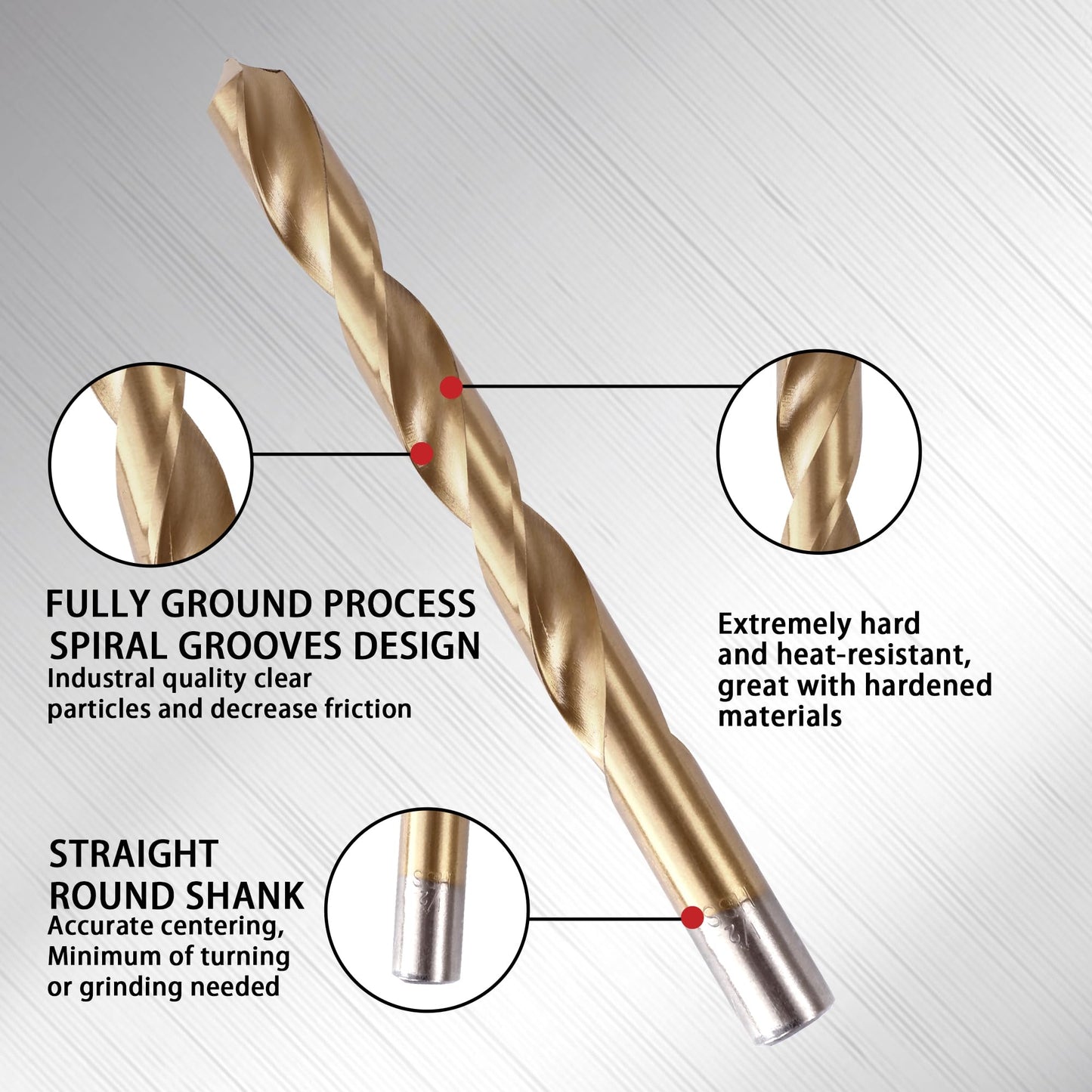 99PC Drill Bit Set, 135° Tip Titanium Coated High Speed Steel, Twist Drill Bit Kit for Iron, Aluminum Alloy, Copper, Wood, Plastic, with Storage Case 1/16"-3/8"