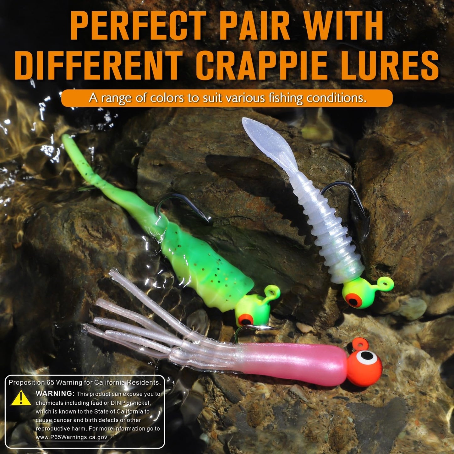 Dovesun Crappie Lures with Jig Heads Kit, Soft Plastic Grubs-Tube Baits 1/8oz 1/16oz 1/32oz Crappie Jigs Walleye Trout Bass Crappie Baits 95-120pcs