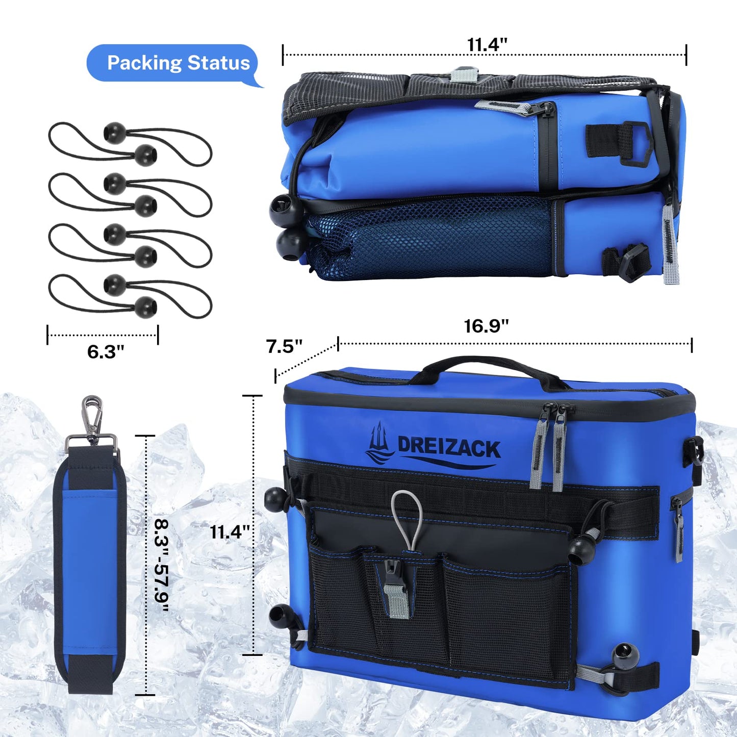 Dreizack Kayak Cooler Behind Seat, Waterproof Cooler for Kayaking,Paddle Board Cooler Compatible with Lawn-Chair Seat Kayak Accessories Cooler Bag Kayak Cooler Tow Behind for Camping Fishing