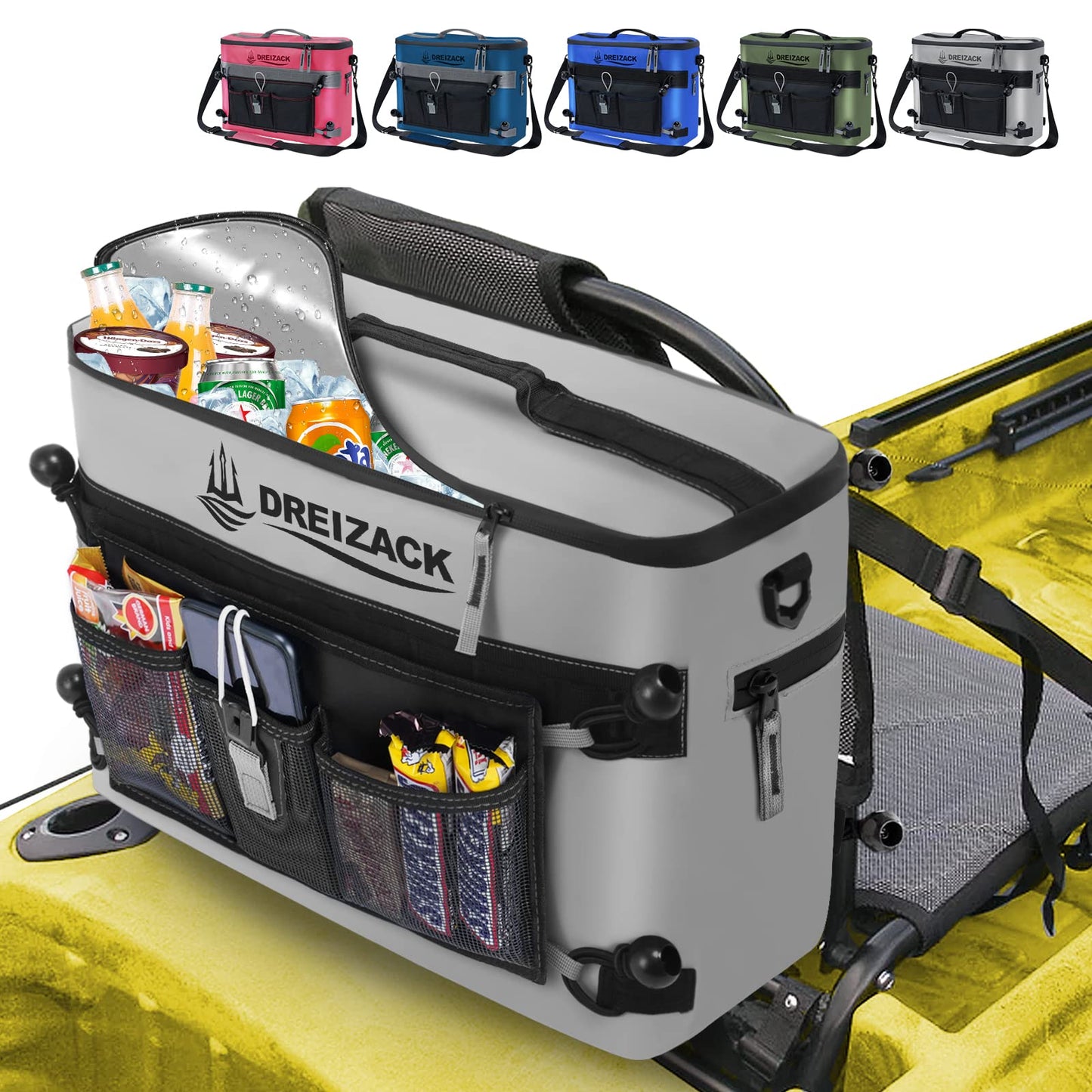 Dreizack Kayak Cooler Behind Seat, Waterproof Cooler for Kayaking,Paddle Board Cooler Compatible with Lawn-Chair Seat Kayak Accessories Cooler Bag Kayak Cooler Tow Behind for Camping Fishing