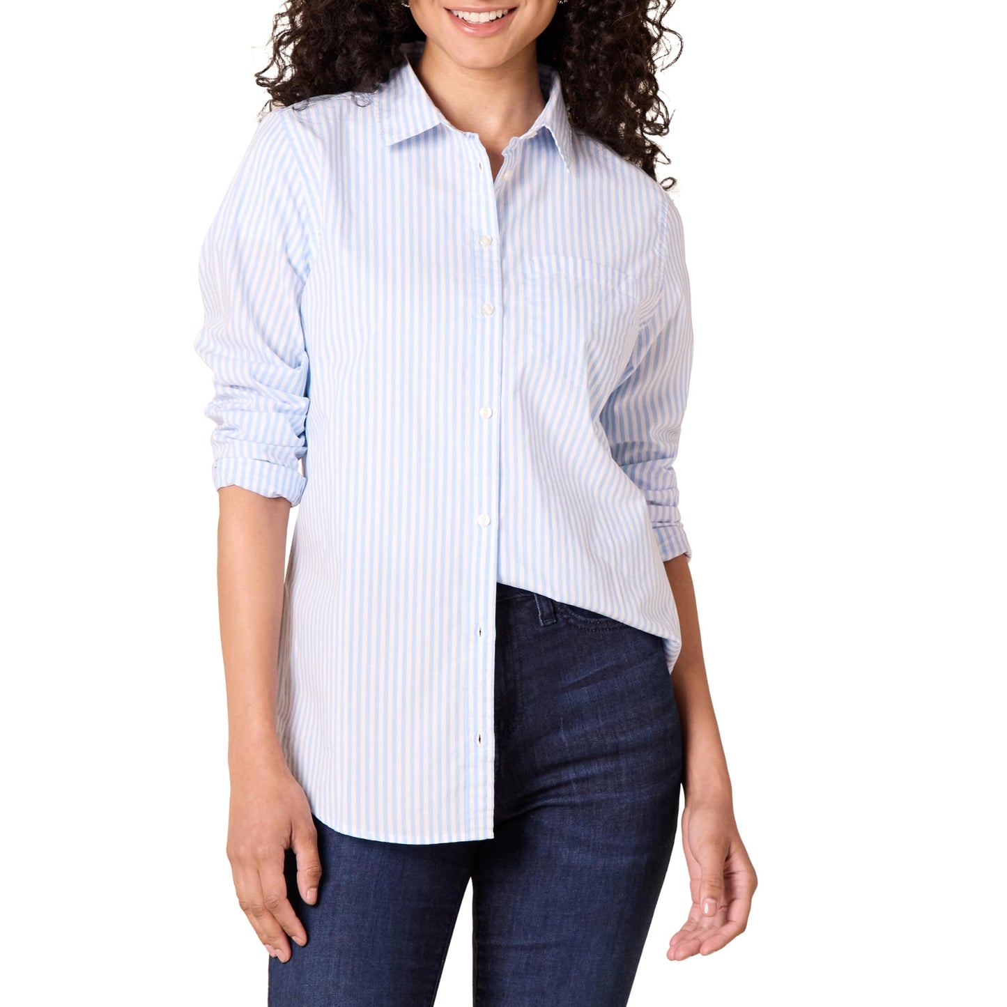 Amazon Essentials Women's Regular-Fit Long-Sleeve Button-Down Poplin Shirt, Business Casual, Office Work