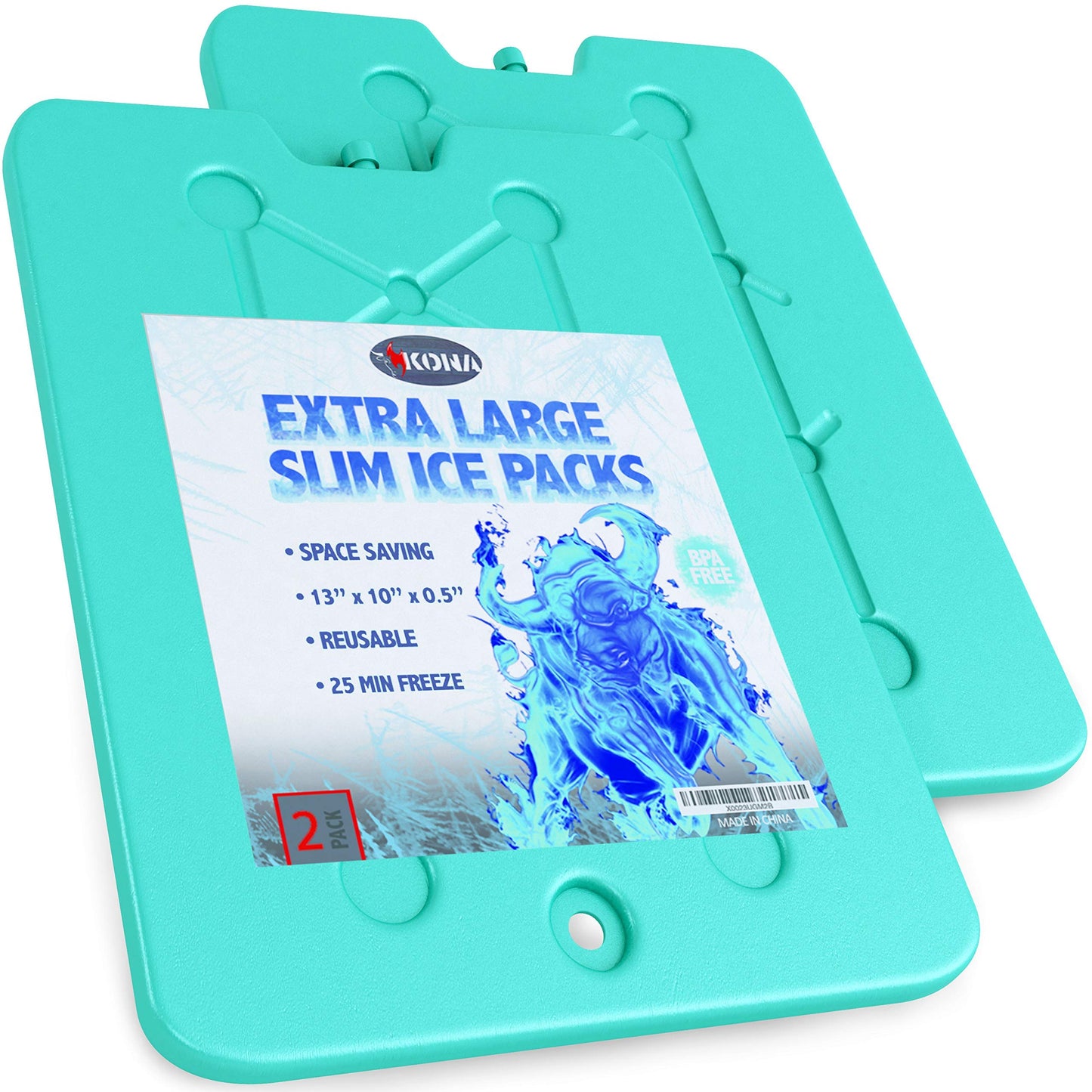 Kona XL Large Cooler Ice Pack - Reusable Long Lasting Dry Ice Packs, 10x13 Inch, 25 Min Freeze