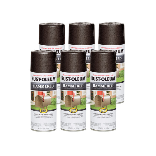 Rust-Oleum 7214830-6PK Stops Rust Hammered Spray Paint, 12 oz, Gray, 6 Pack