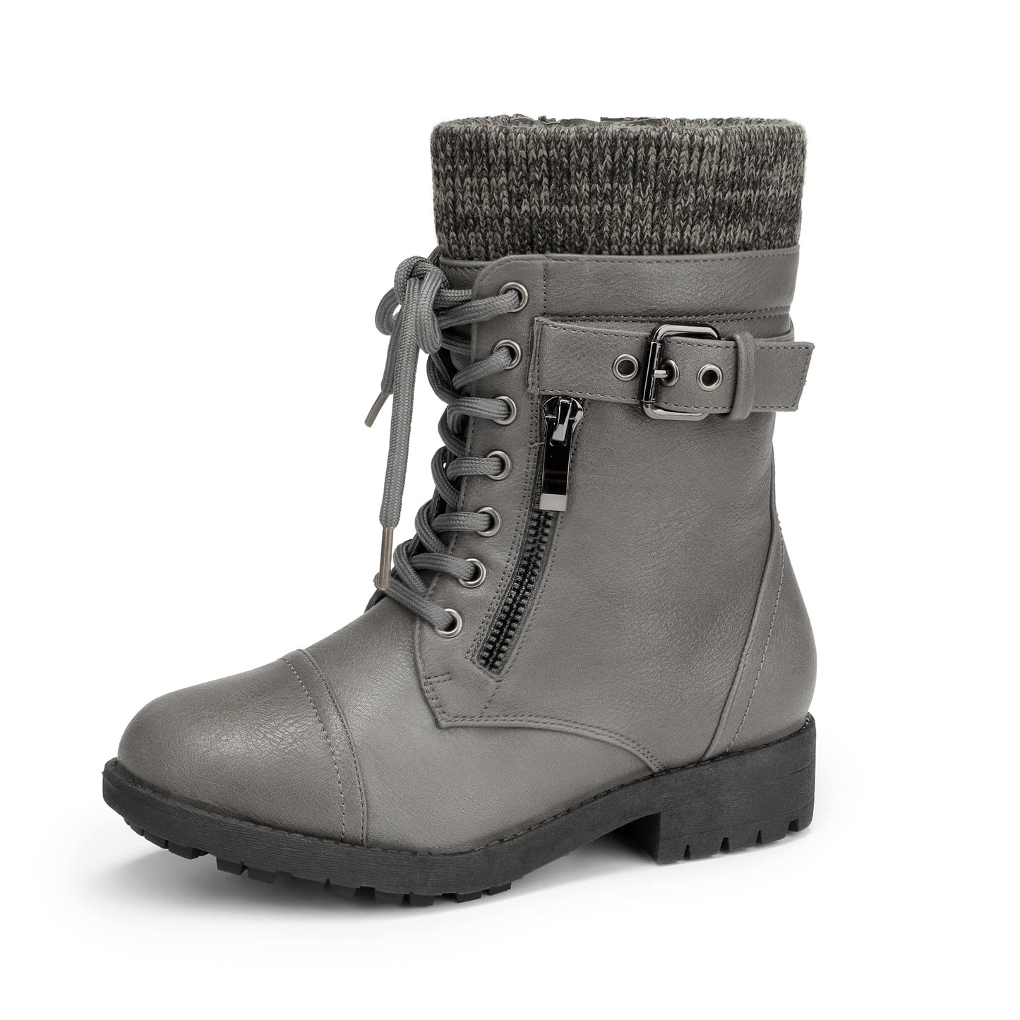 DREAM PAIRS Girl's Mid Calf Combat Ankle Lace up Boots