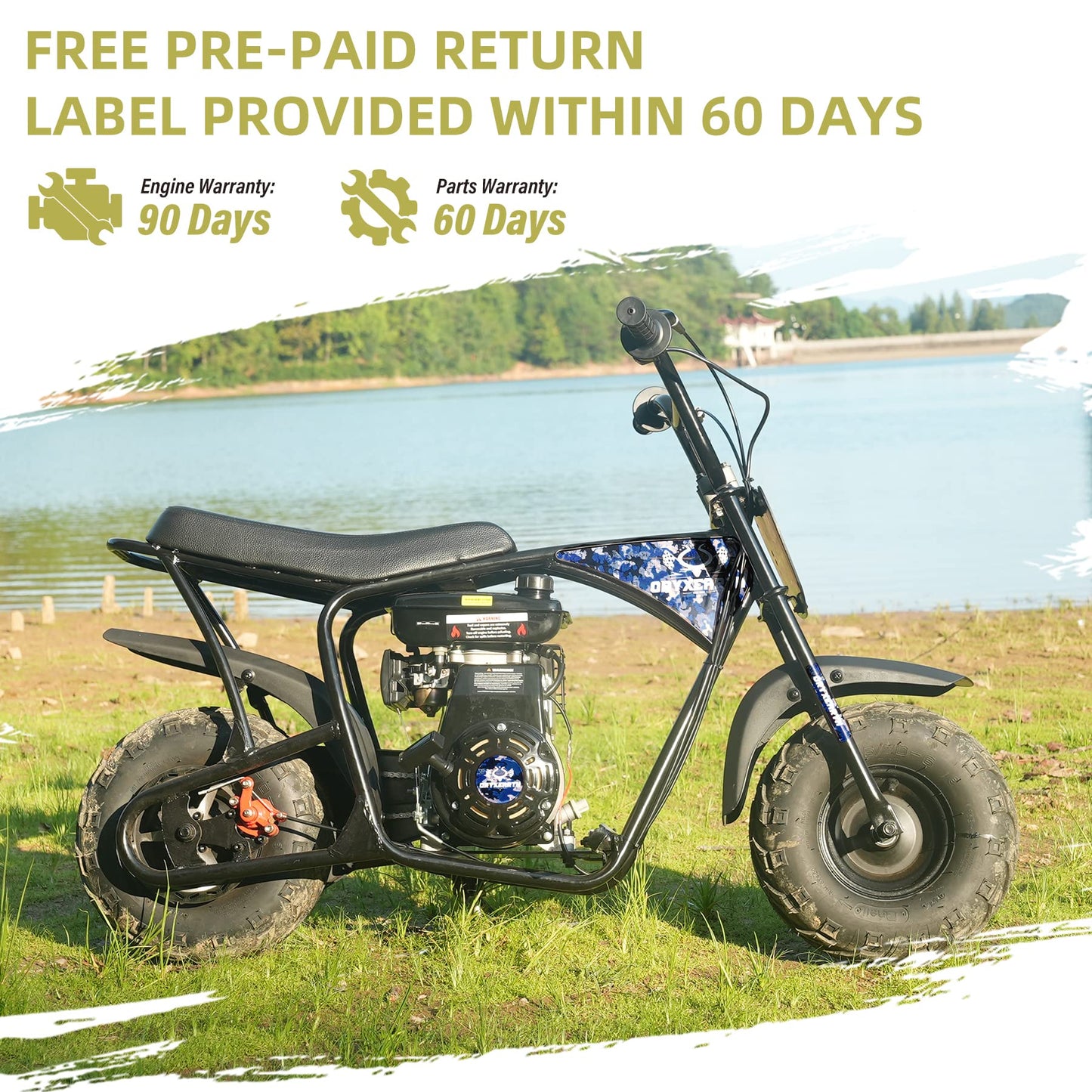 Oryxearth Mini Dirt Bike for Kids, Gas Powered Off Road Pit with Automatic Transmission and Pull Start Kids